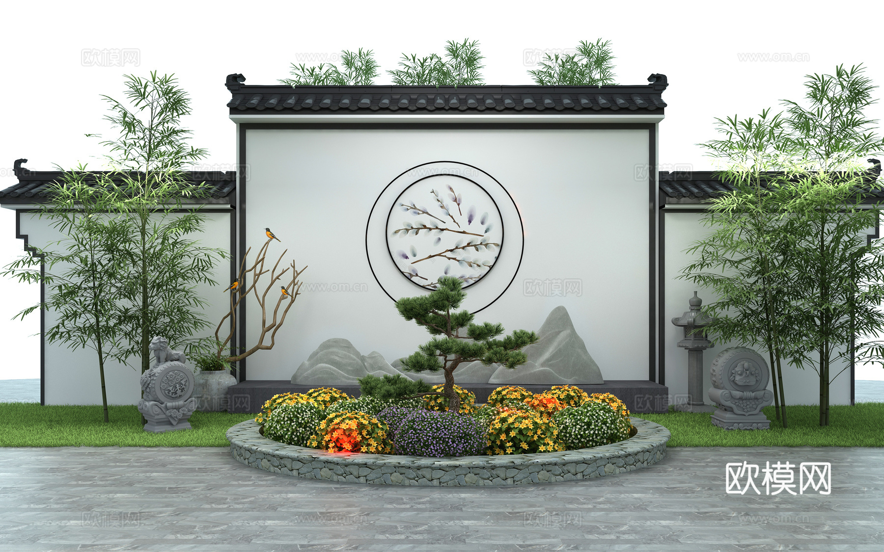 新中式马头墙su模型