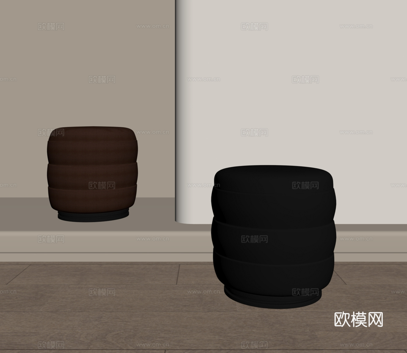 现代意式凳子 皮凳 沙发凳 梳妆凳 换鞋凳su模型