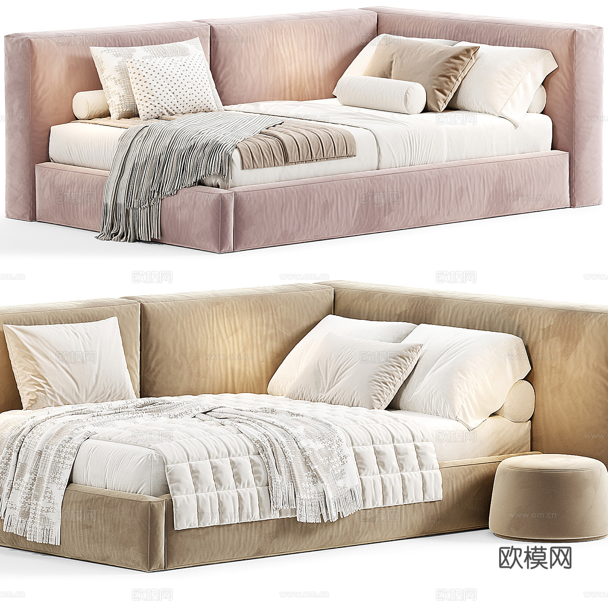 现代 Soxo 儿童布艺沙发床3d模型下载（渲染图5）