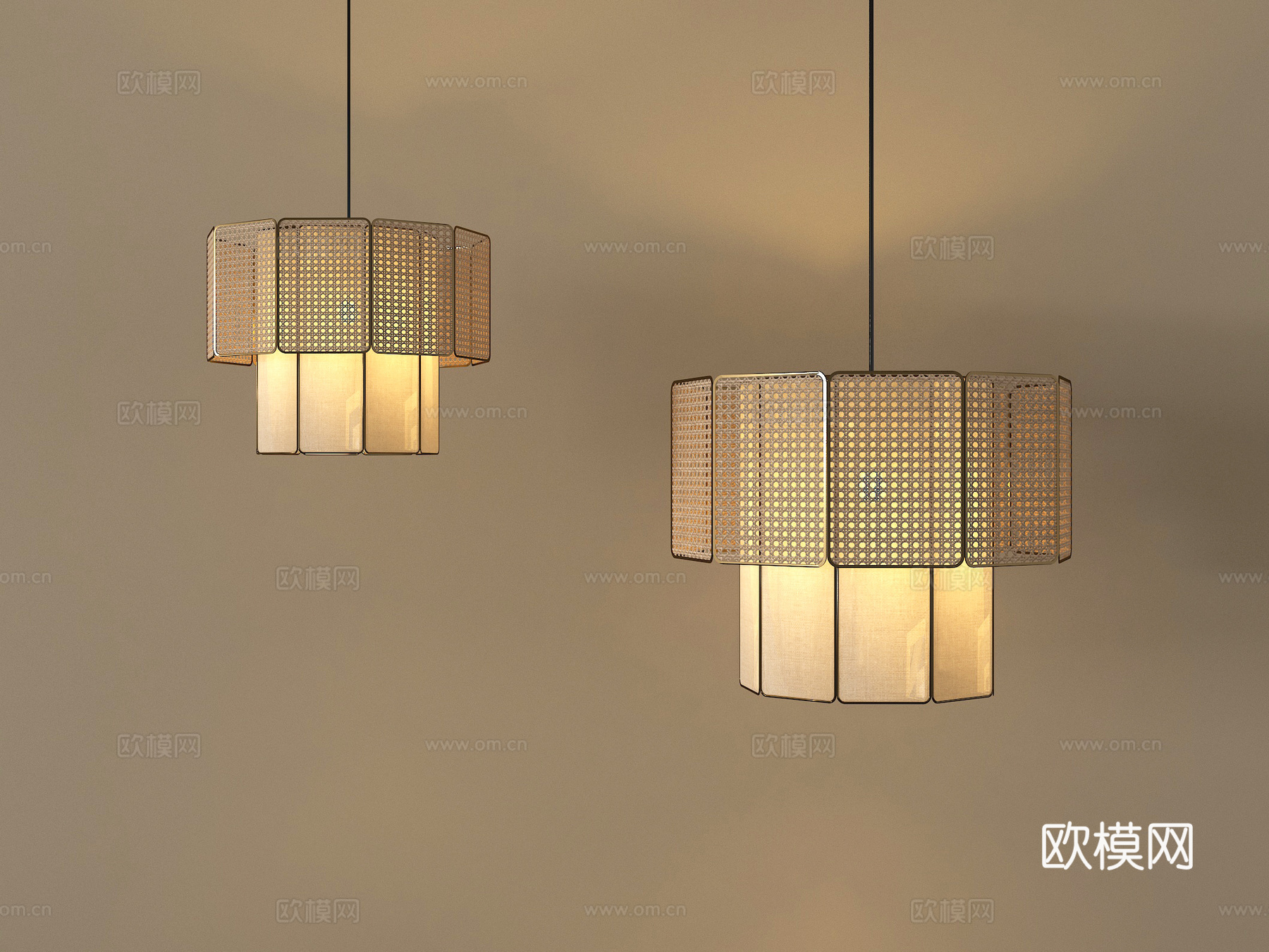 中古吊灯 装饰吊灯 藤编吊灯 艺术吊灯su模型