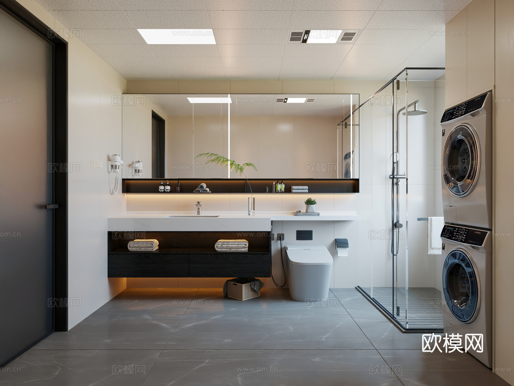卫生间 意式卫生间 现代卫生间 奶油风卫生间 简约卫生间3d模型下载