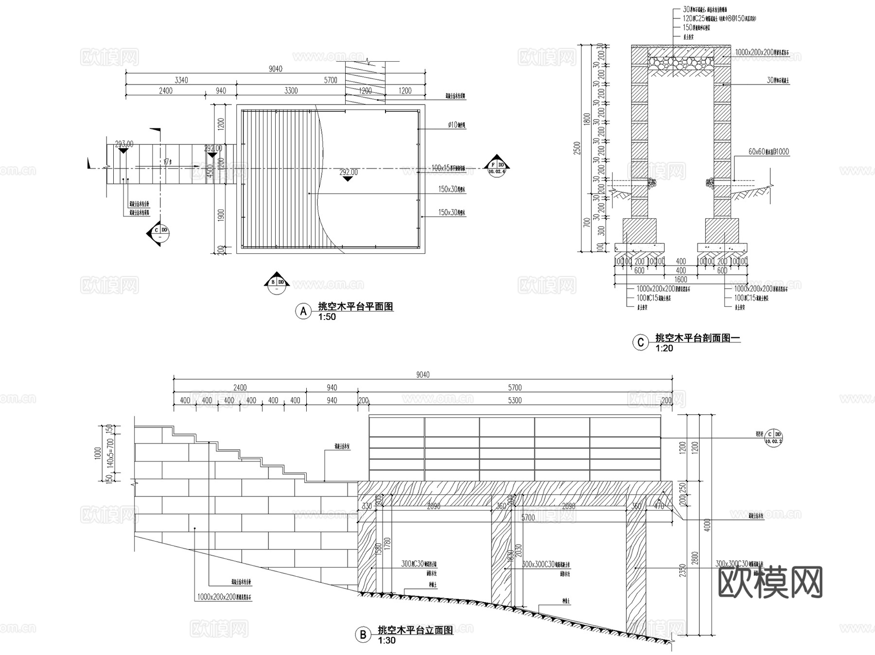 现代滨水生态湿地公园景观CAD施工图全套cad施工图