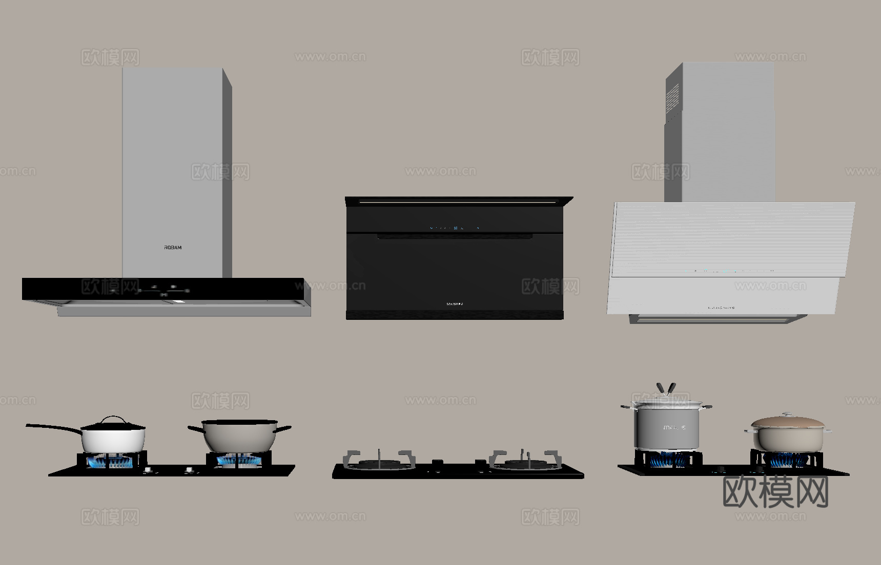 油烟机燃气灶厨具 烟机灶具su模型