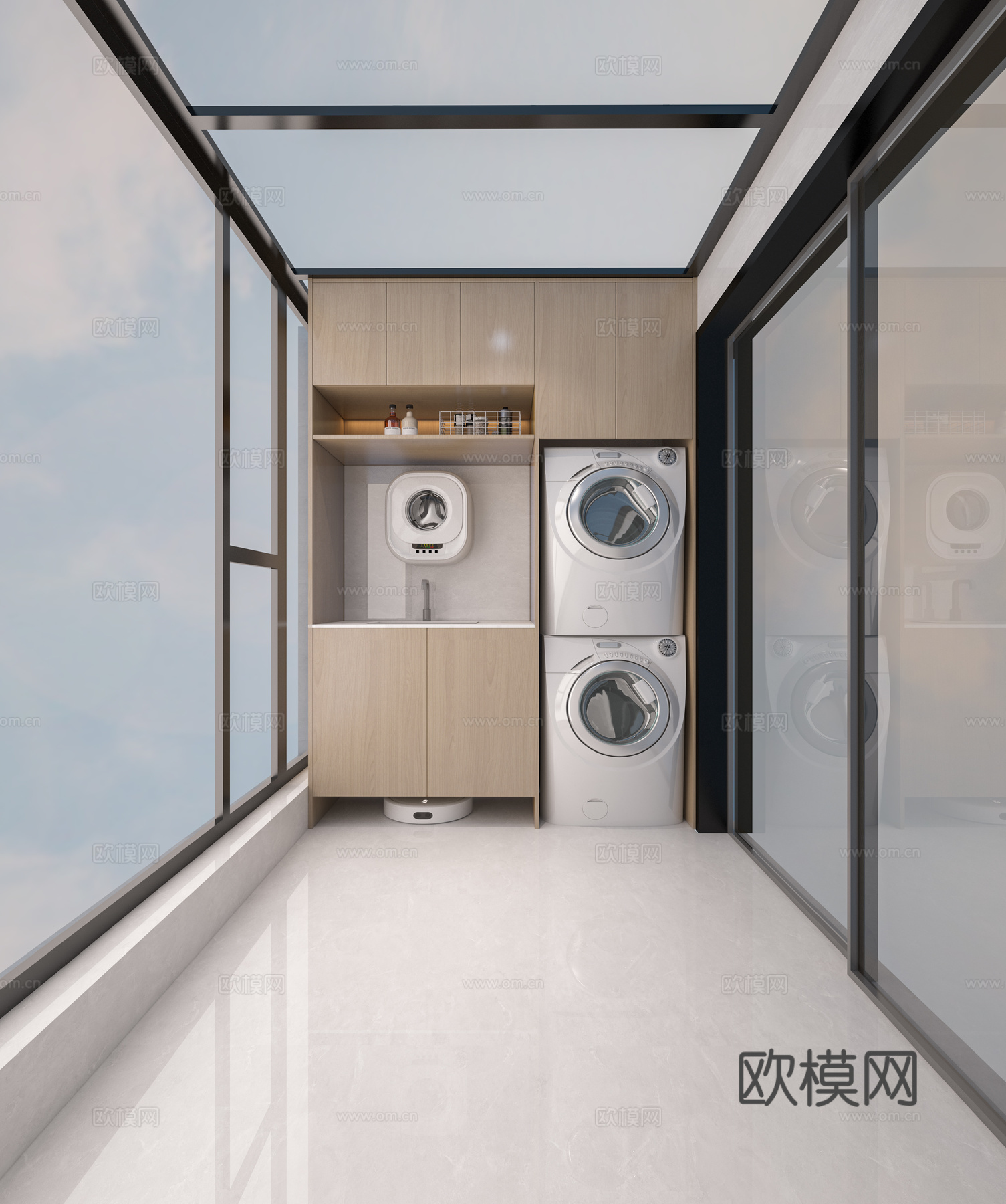 现代简约阳台3d模型