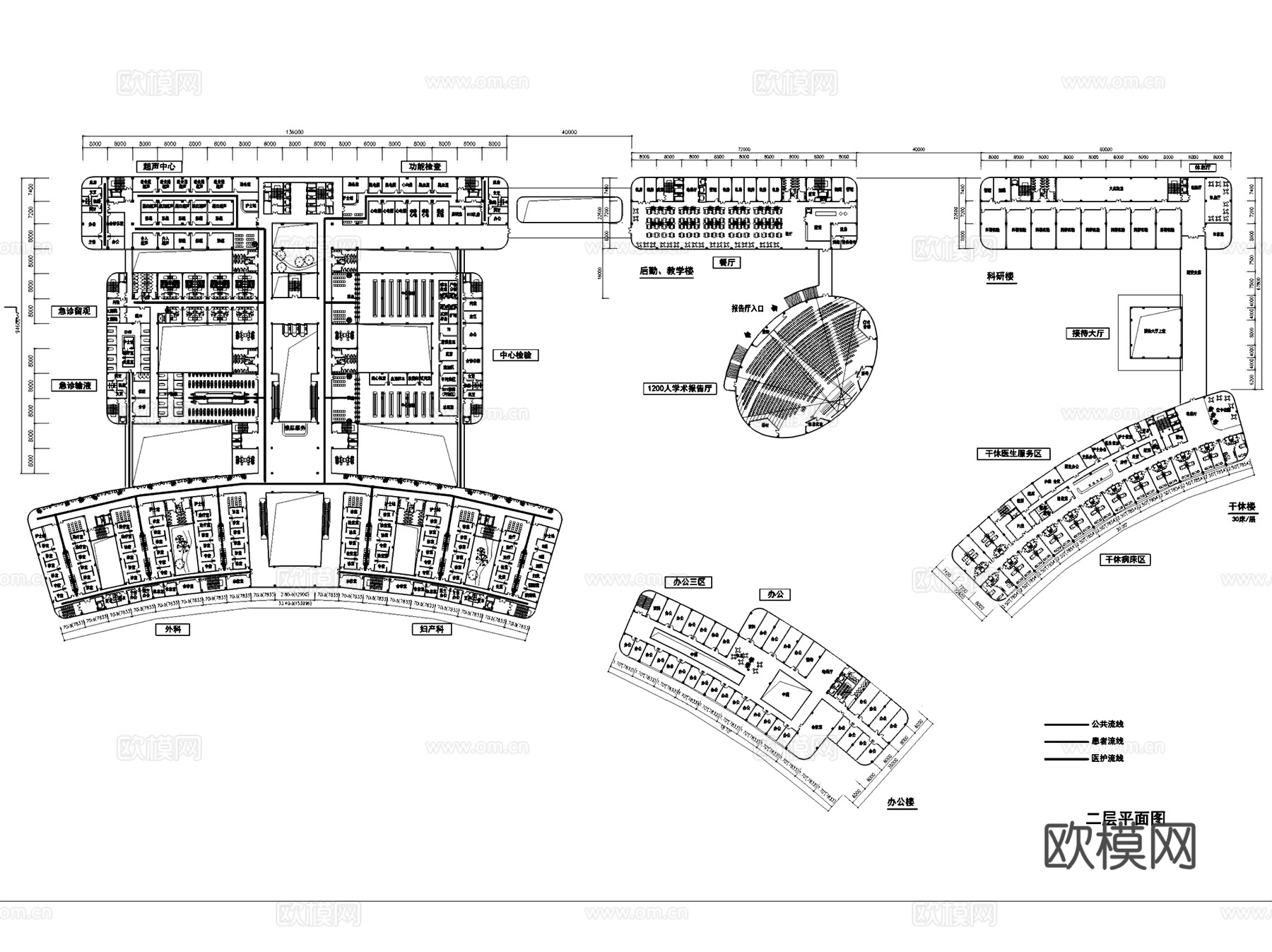 文山州人民医院搬迁建设建筑CAD平剖面施工图集+文本cad施工图