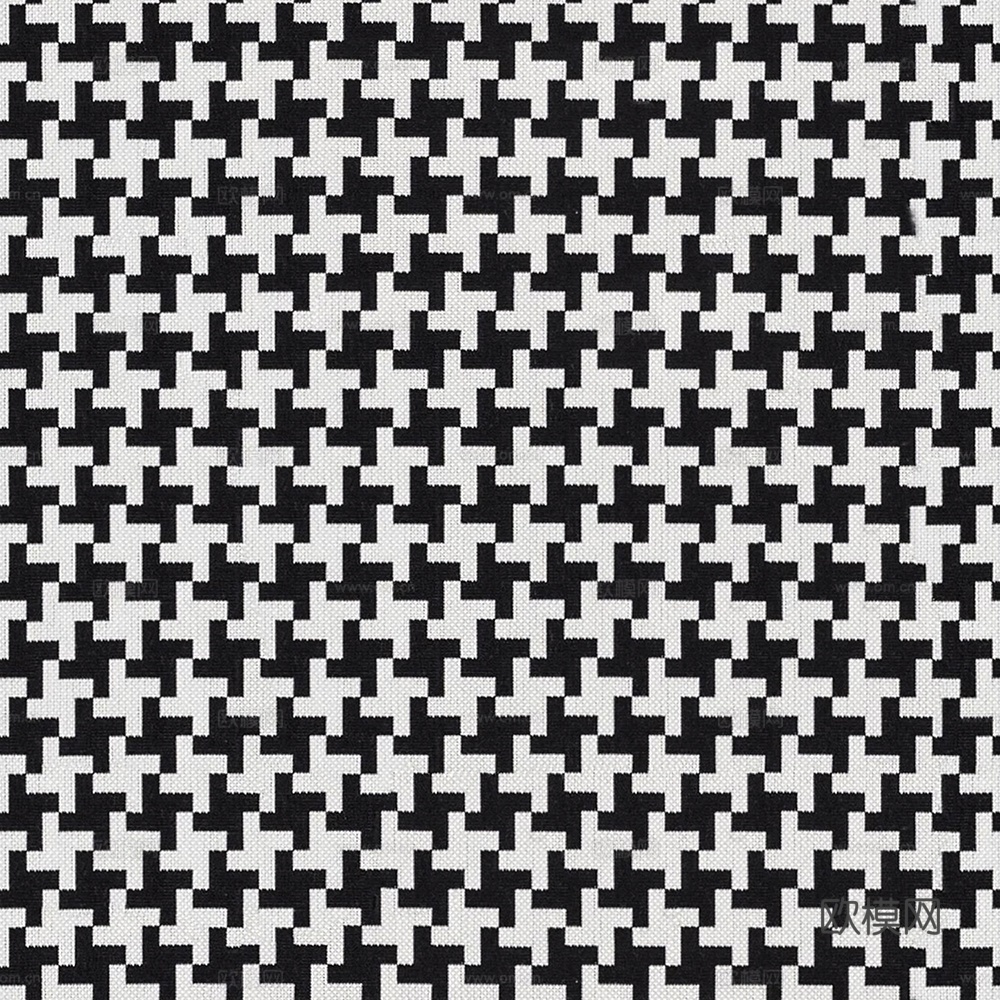 现代无缝麻布千鸟格布料