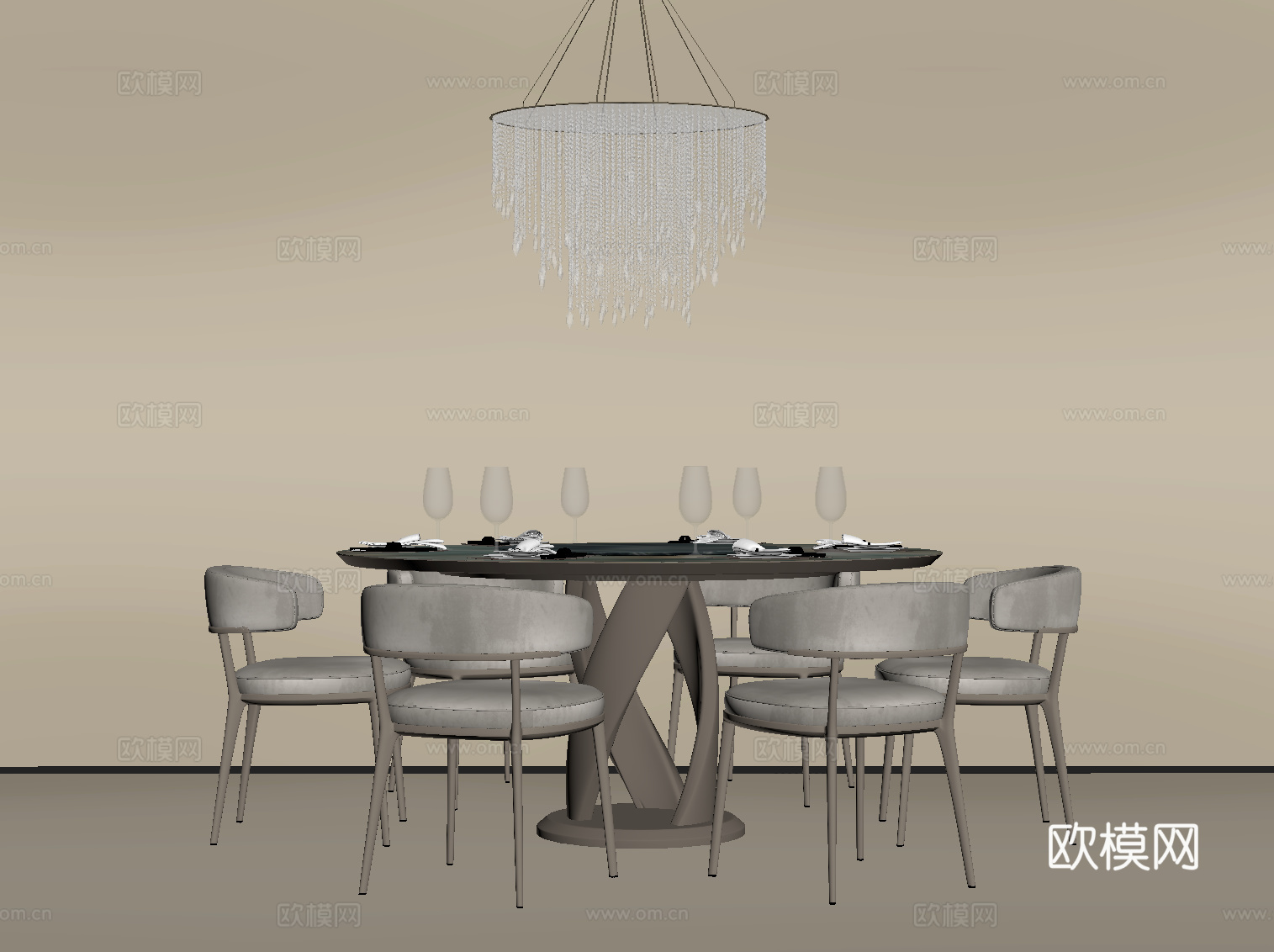 现代餐桌椅su模型