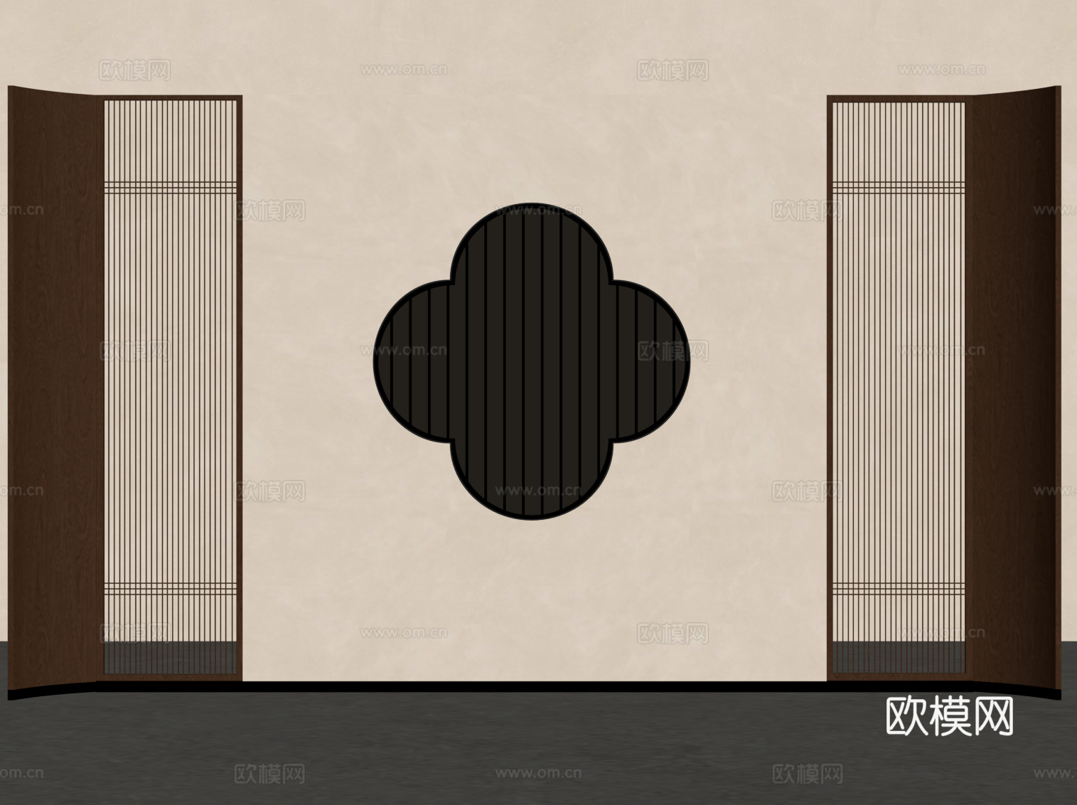 新中式隔断花格 背景墙su模型