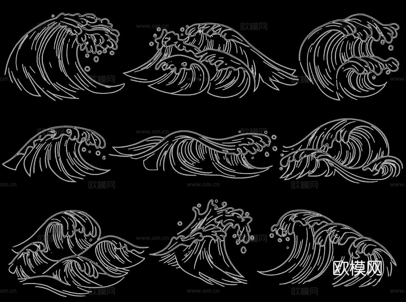 海浪图案cad施工图