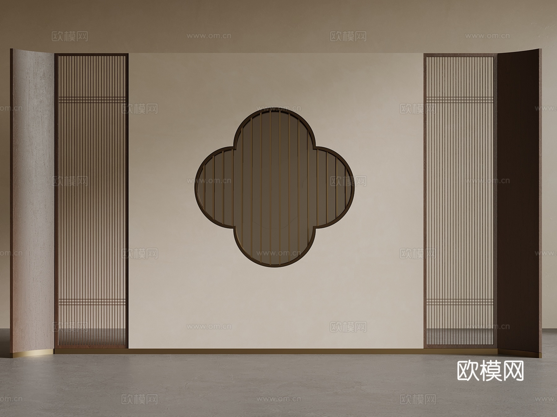 新中式隔断花格 背景墙su模型