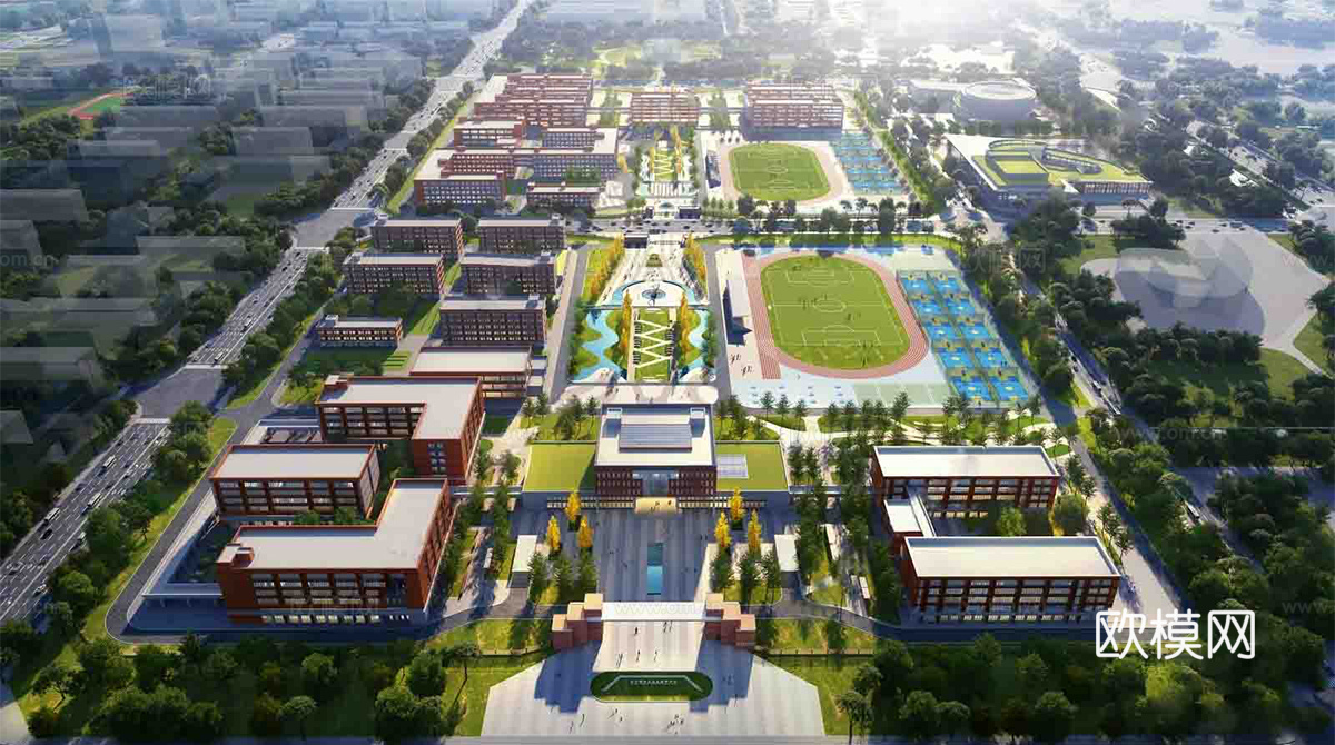 现代校园景观  校园建筑 教学楼建筑su模型