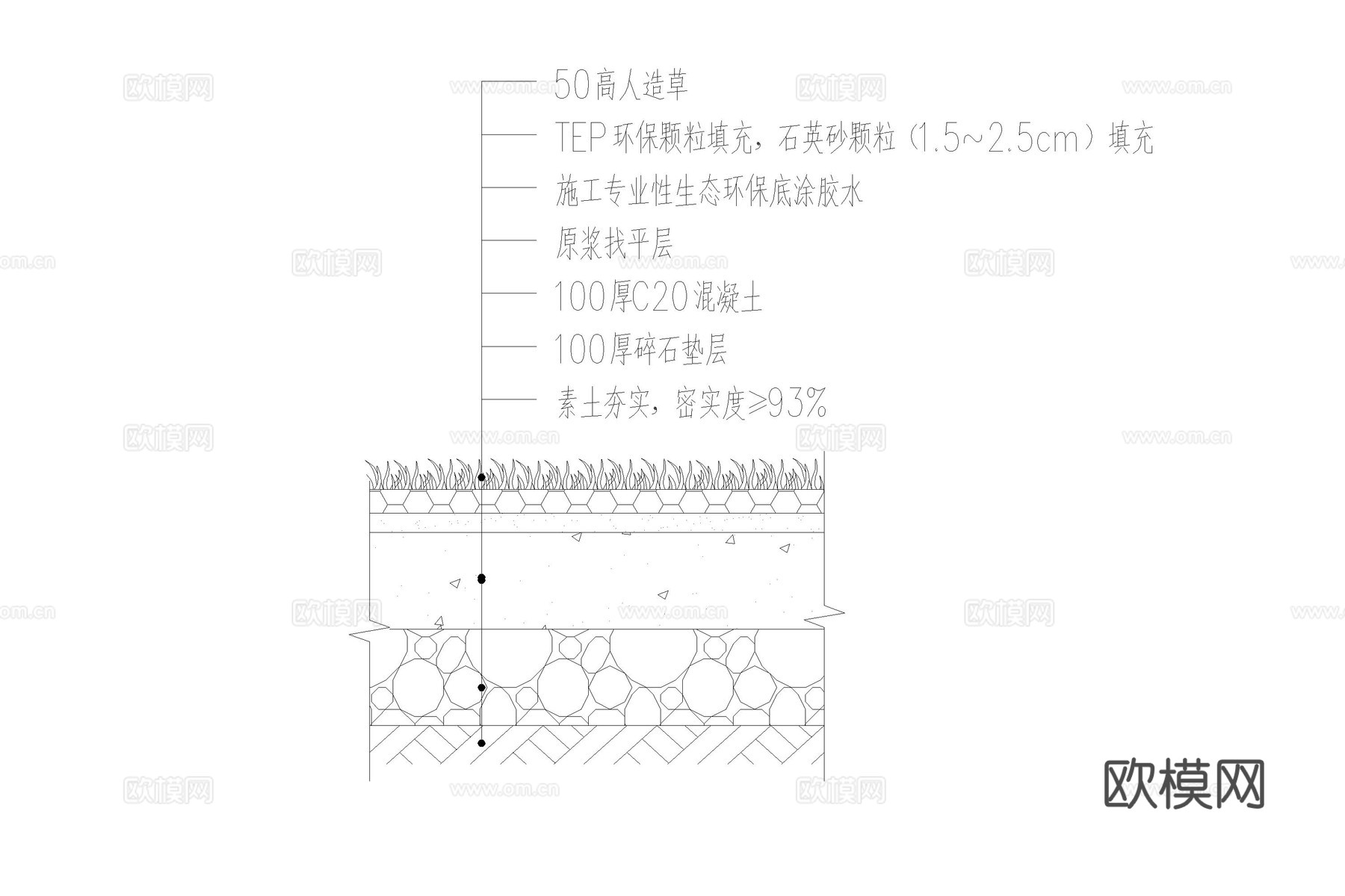 人造草坪 人造草皮 球场草坪 草皮 草坪cad施工图