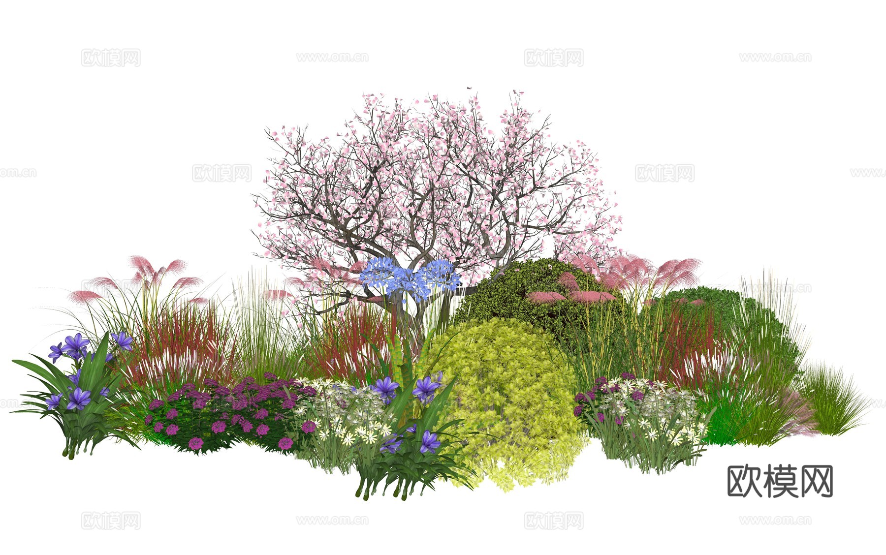 现代庭院植物堆景观组合su模型