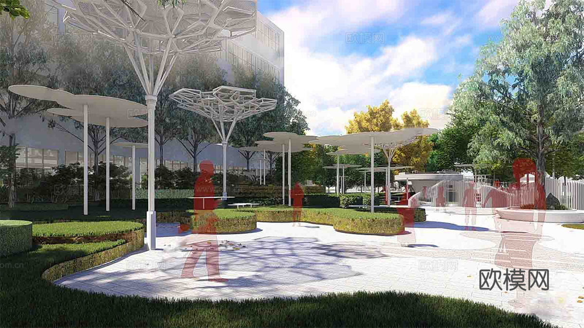 现代校园景观  校园建筑 教学楼建筑su模型