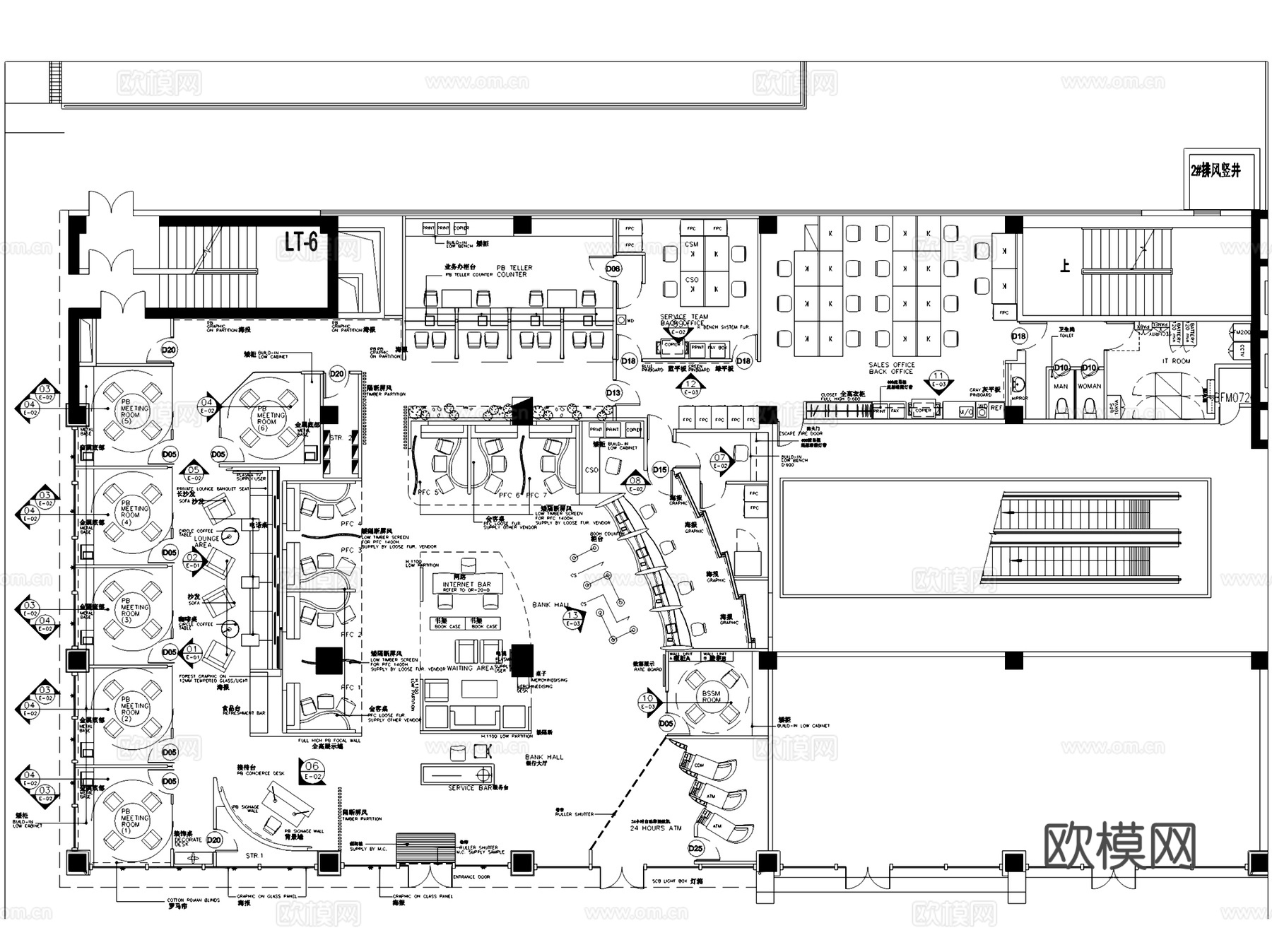 亚奥国际广场底层商业室内装饰CAD施工图全套cad施工图