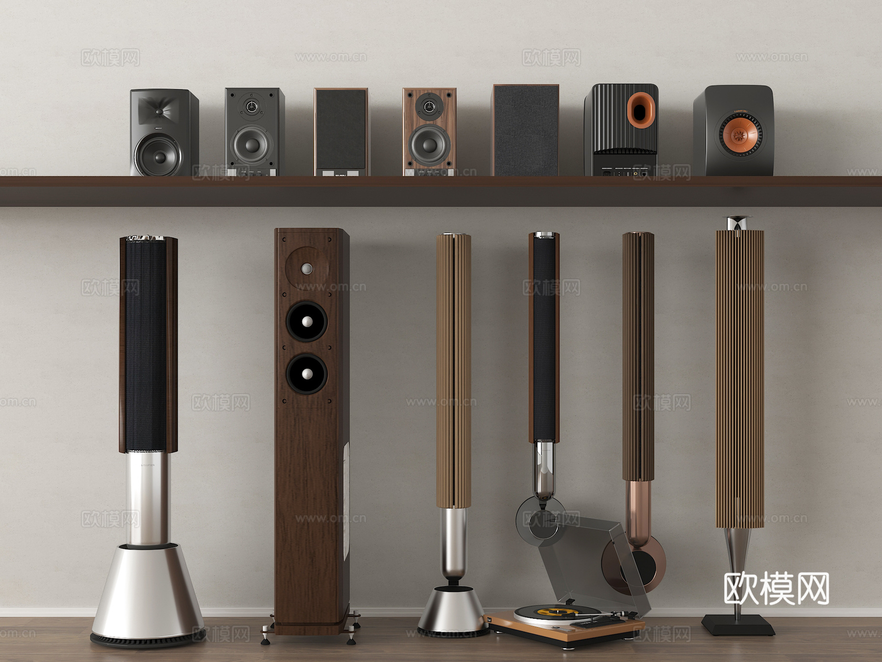 中古风音响 落地音响低音炮 影音设备3d模型下载