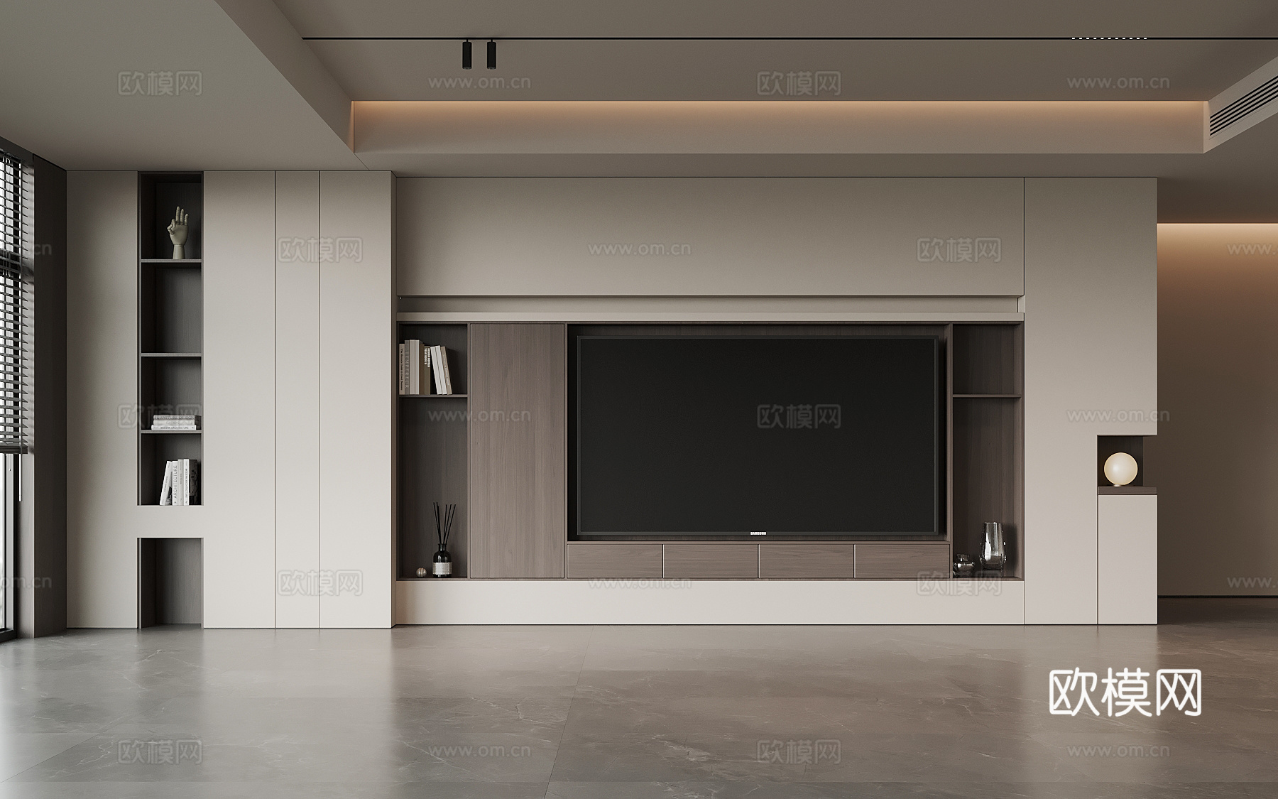 现代电视背景墙3d模型下载