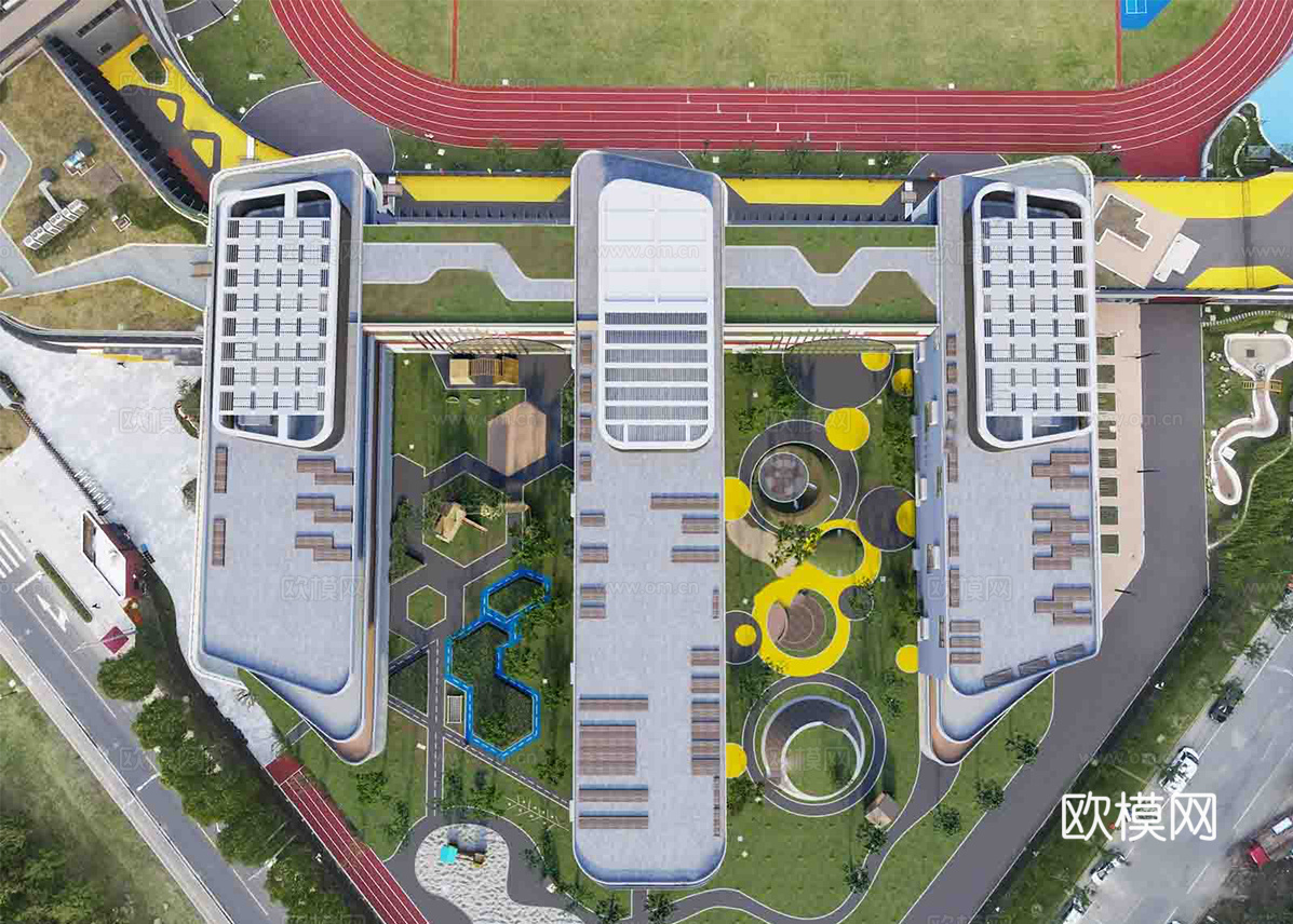 现代校园景观  校园建筑 教学楼建筑su模型
