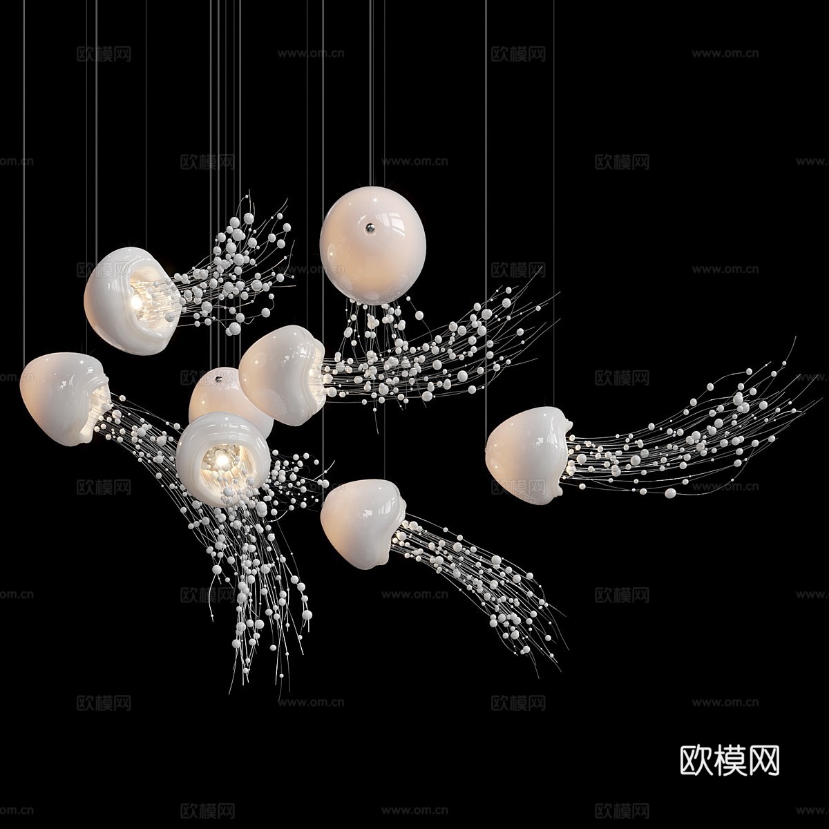 现代水母装饰吊灯3d模型下载（渲染图2）