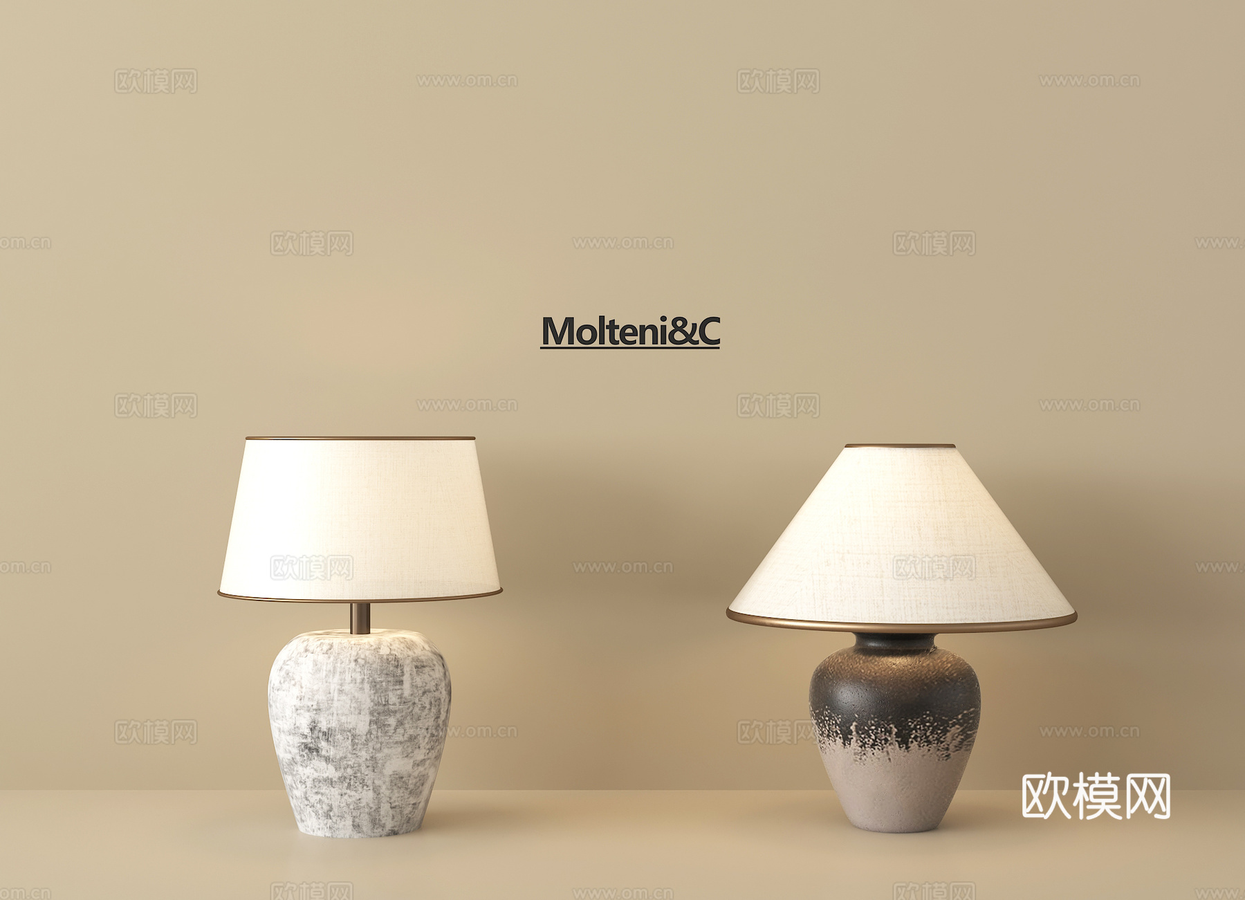 中古风台灯 陶罐台灯 陶罐3d模型下载