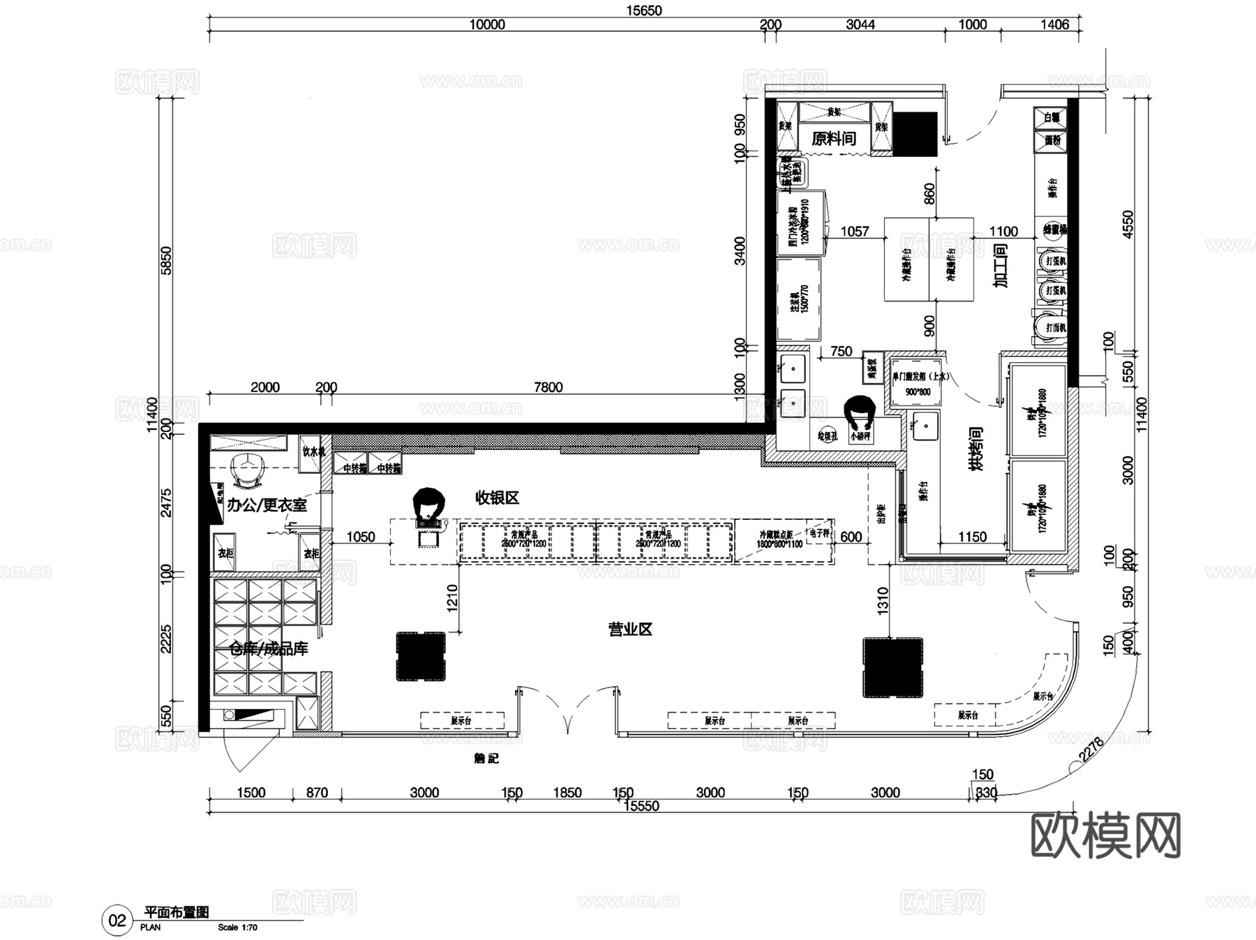 詹记宫廷桃酥王甜品店室内装饰CAD施工图整套cad施工图