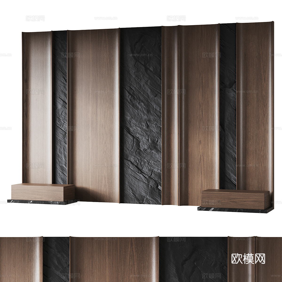 现代意式床头背景墙 装饰墙板3d模型下载（渲染图1）