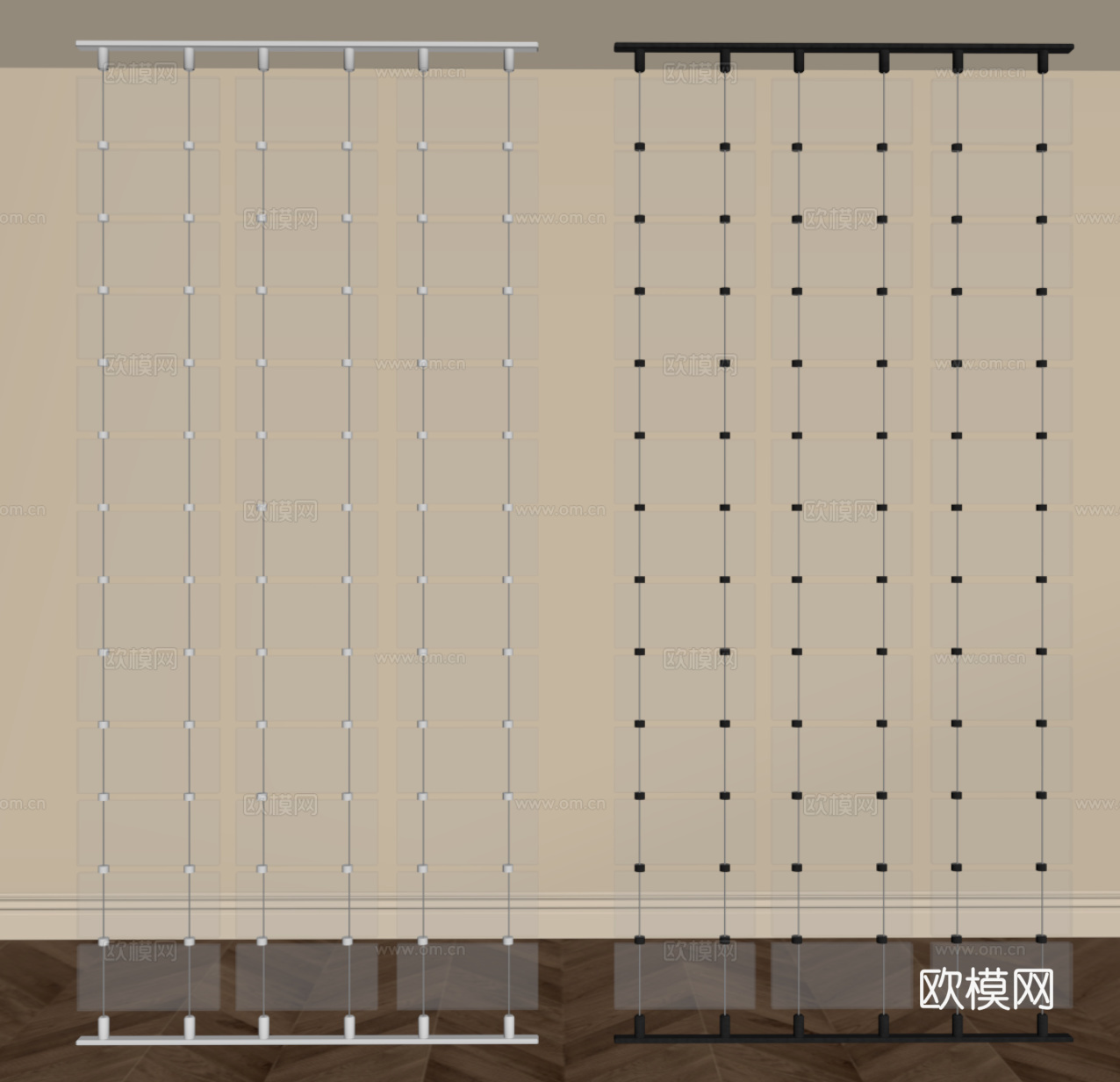 现代玻璃隔断su模型