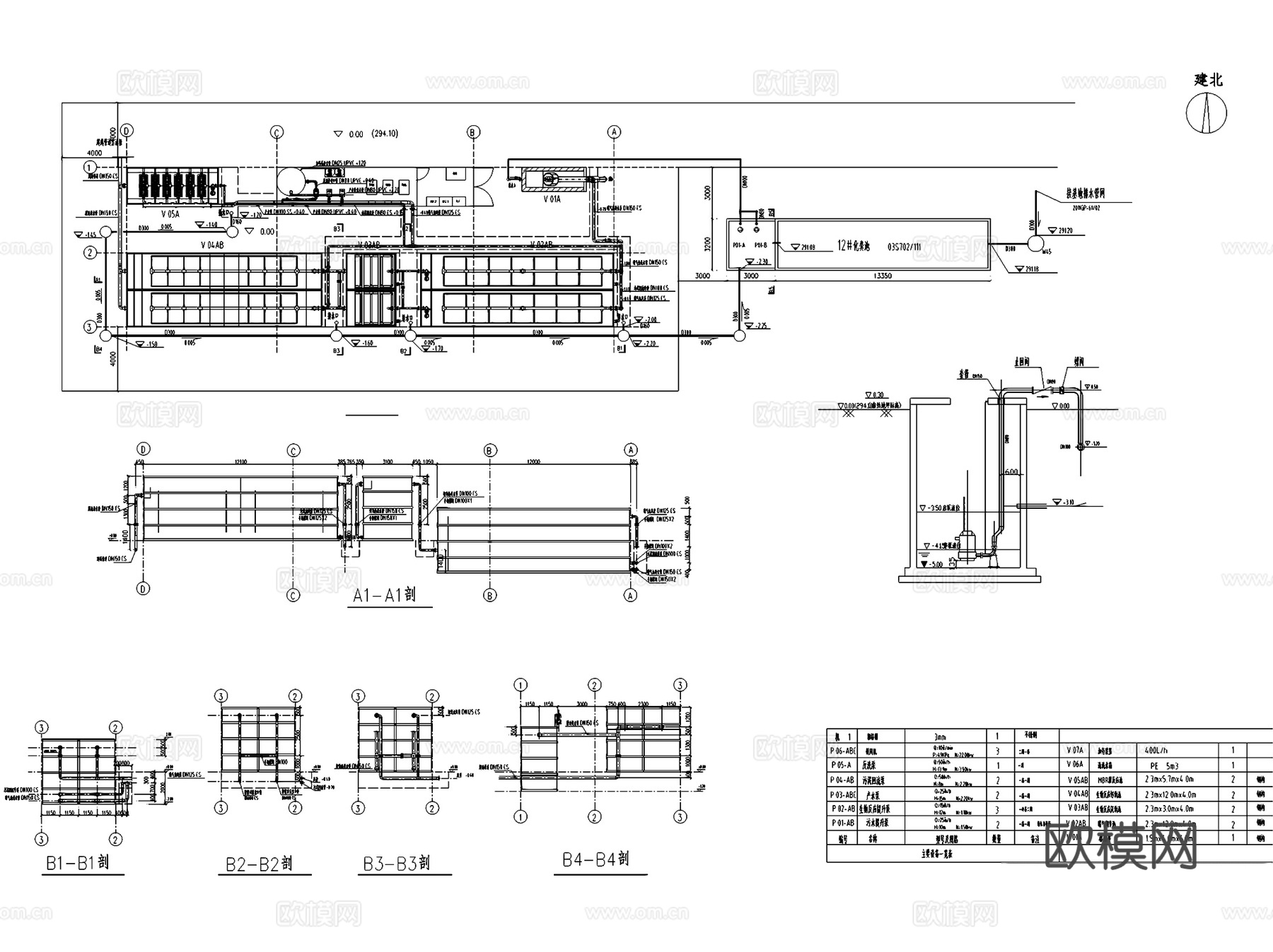 一体化生活医疗污水废水处理站建筑设备CAD施工图集 14套cad施工图
