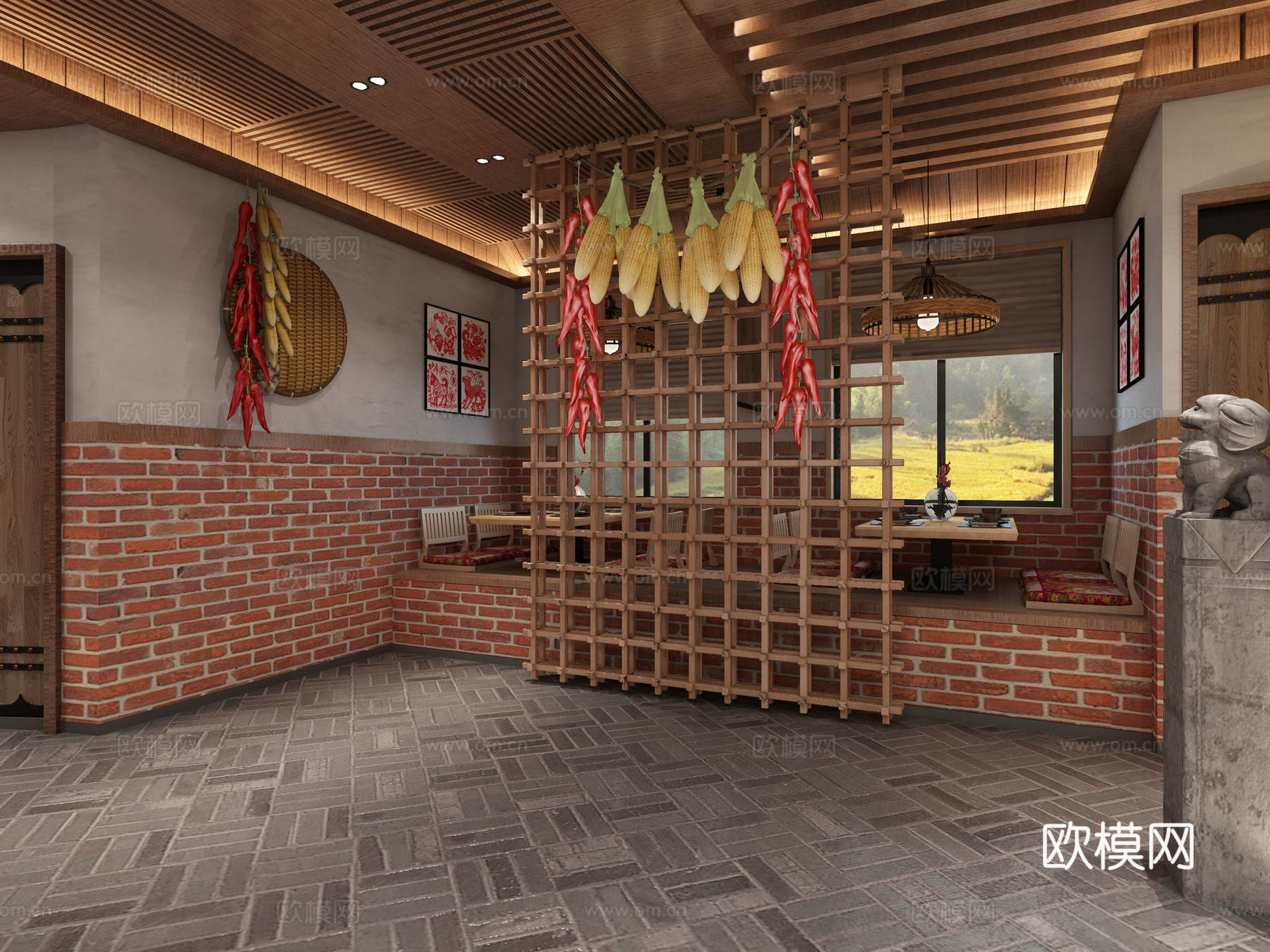 东北民宿烧烤店3d模型下载（渲染图5）