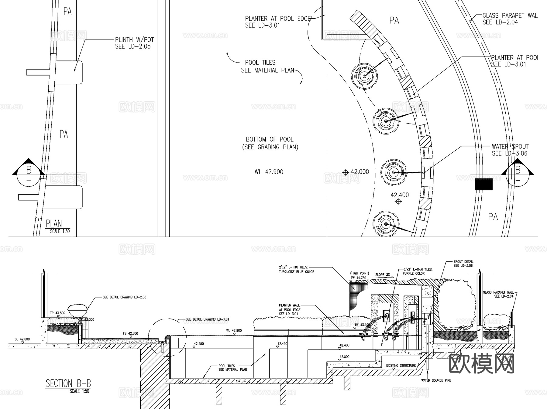 重庆希尔顿酒店屋顶花园景观CAD施工图全套cad施工图