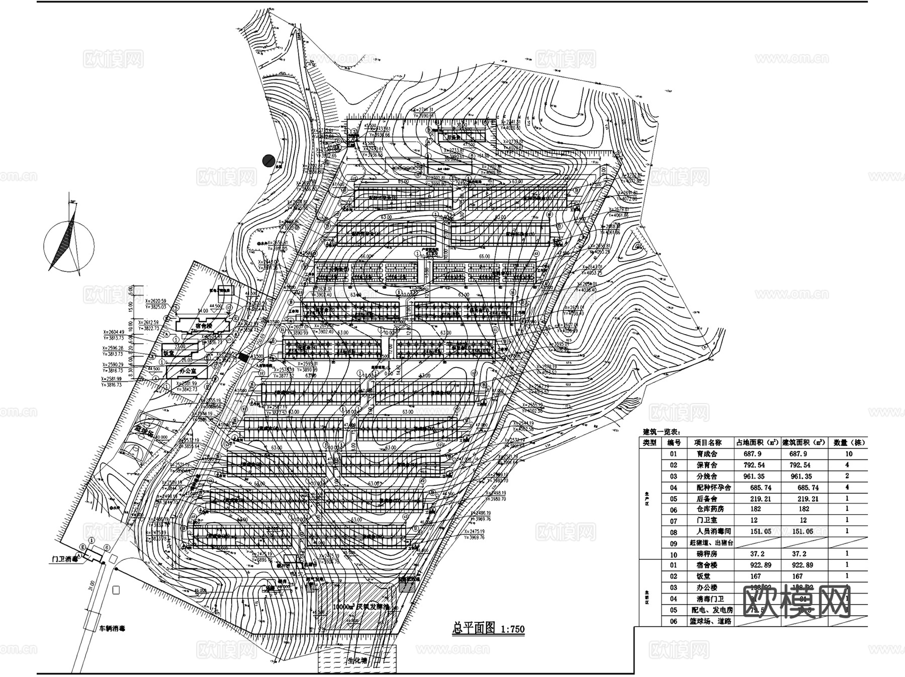 阳东鸡山农场生猪养殖场建筑CAD施工图全套cad施工图