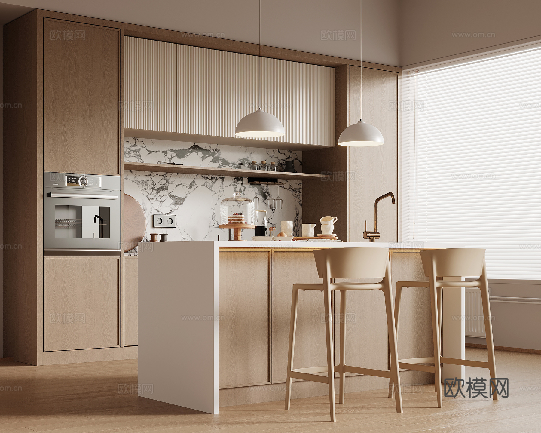 现代岛台 吧台 餐桌椅3d模型下载