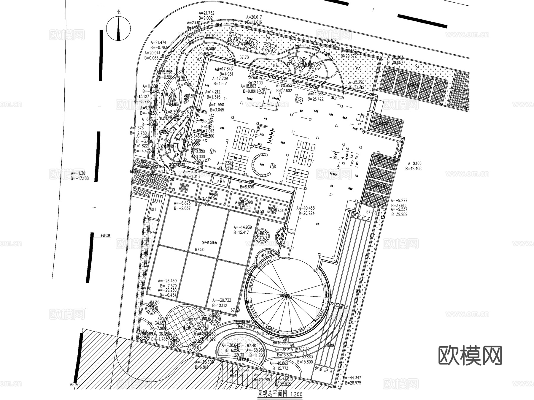 长沙尖山印象公租房幼儿园景观CAD施工图全套cad施工图