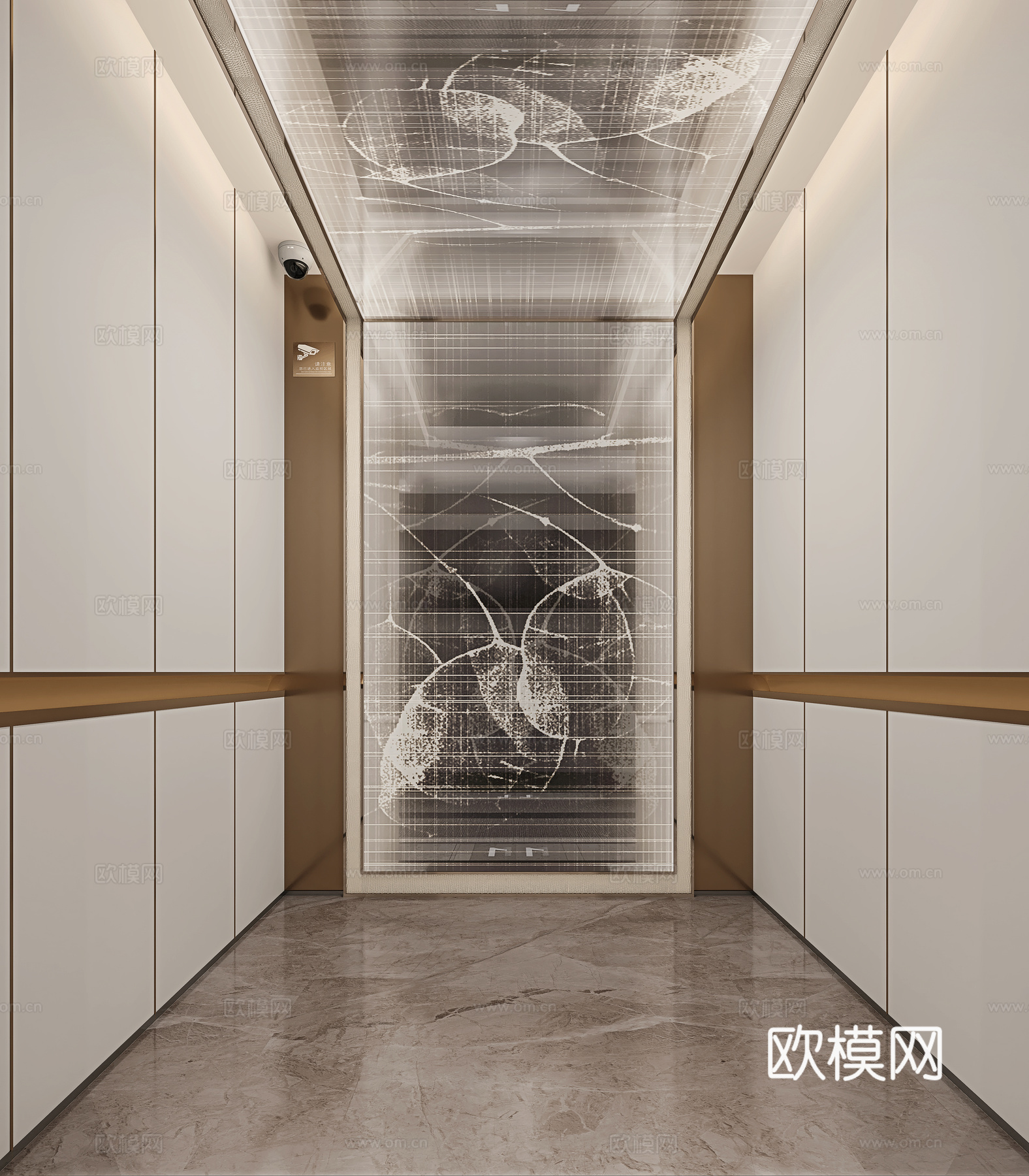 现代电梯轿厢3d模型下载