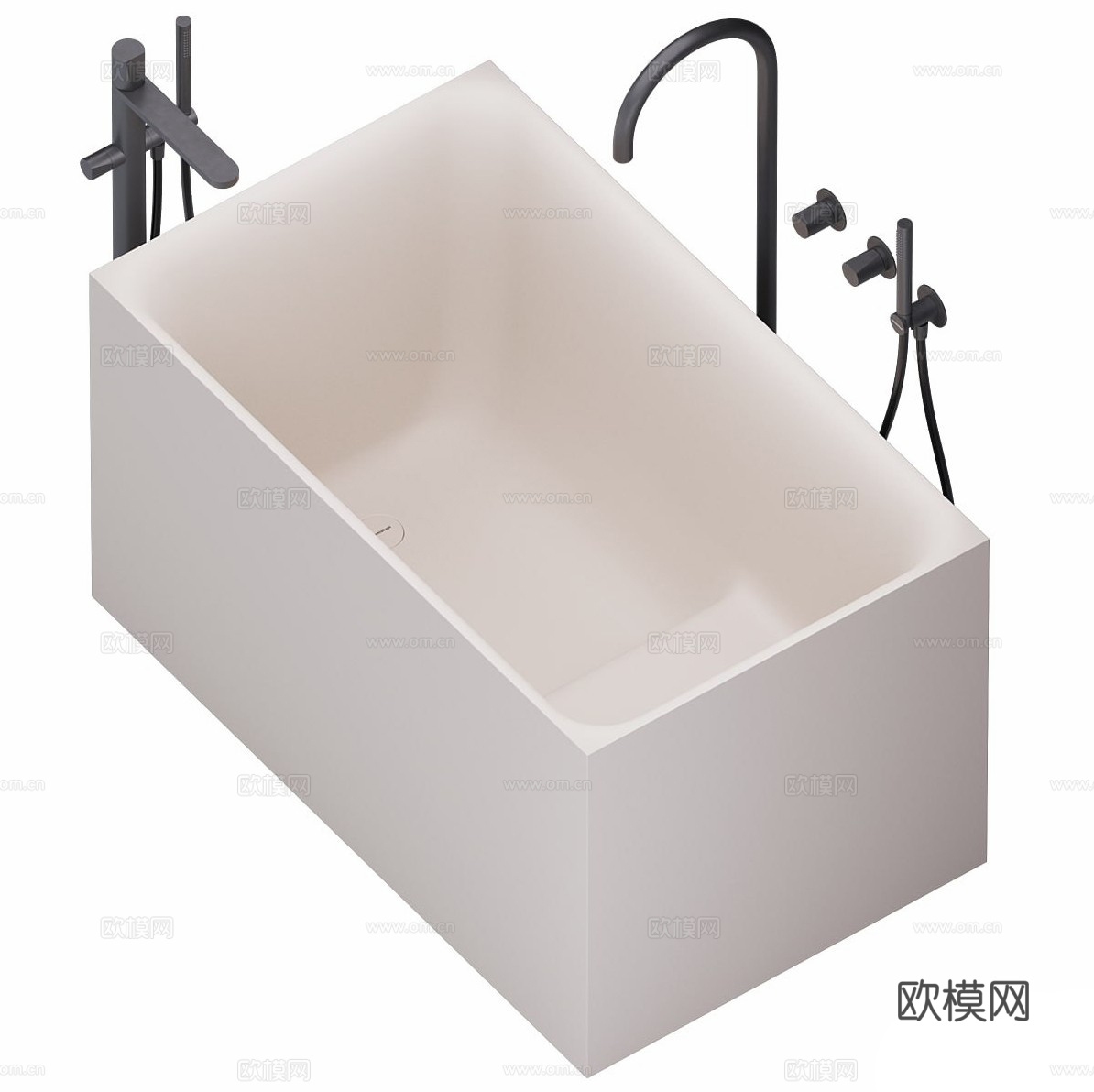 现代奶油风陶瓷浴缸3d模型下载