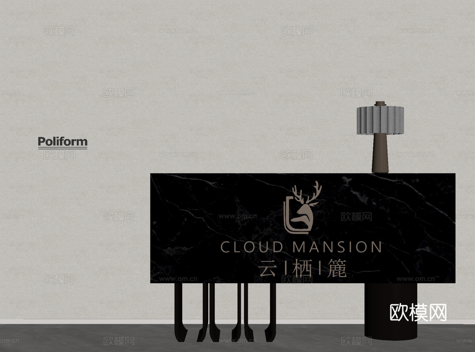 现代前台 咨询台 接待台 酒店前台su模型
