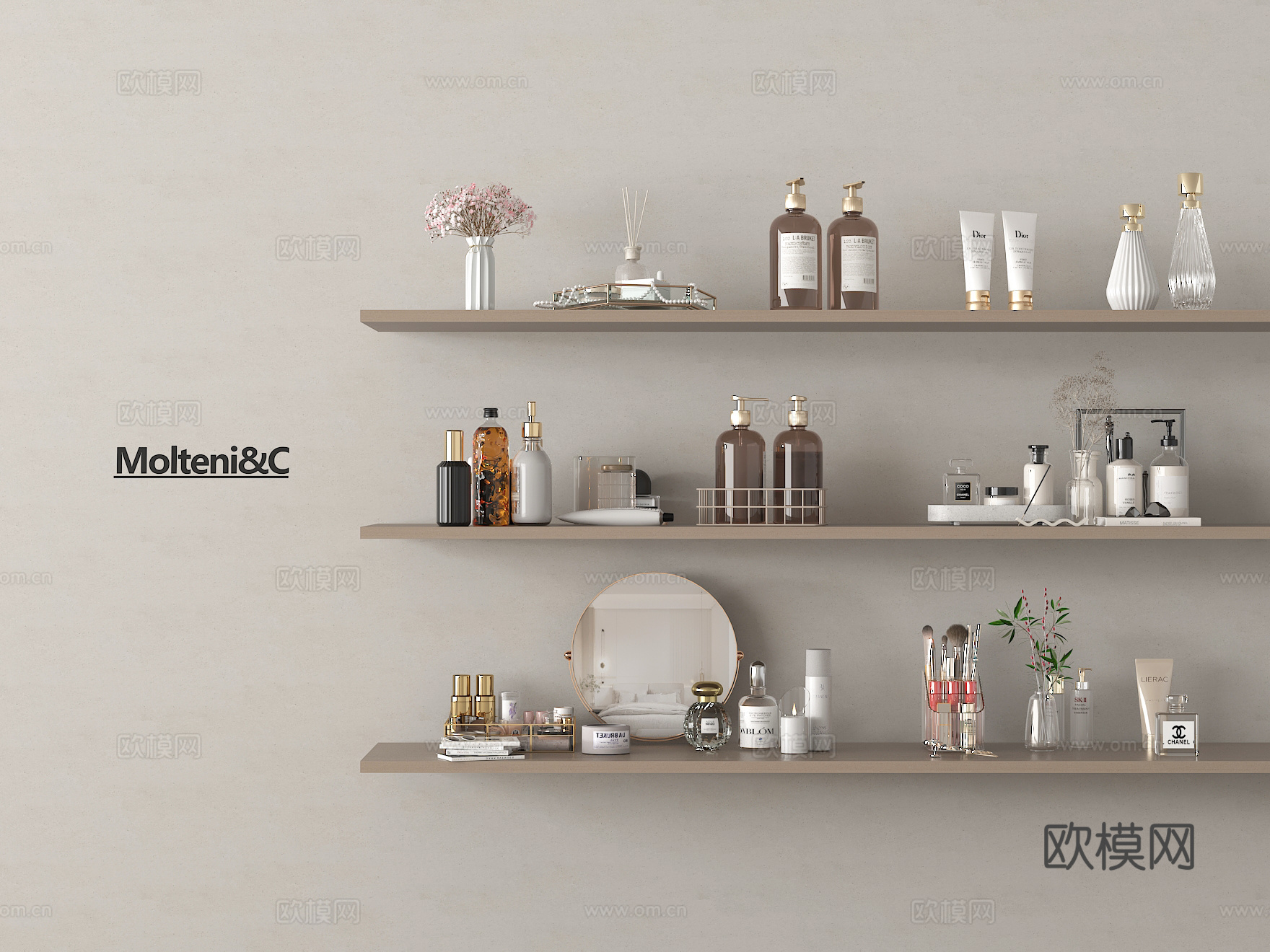 现代化妆品 护肤品 香水 镜子 洗浴用品su模型
