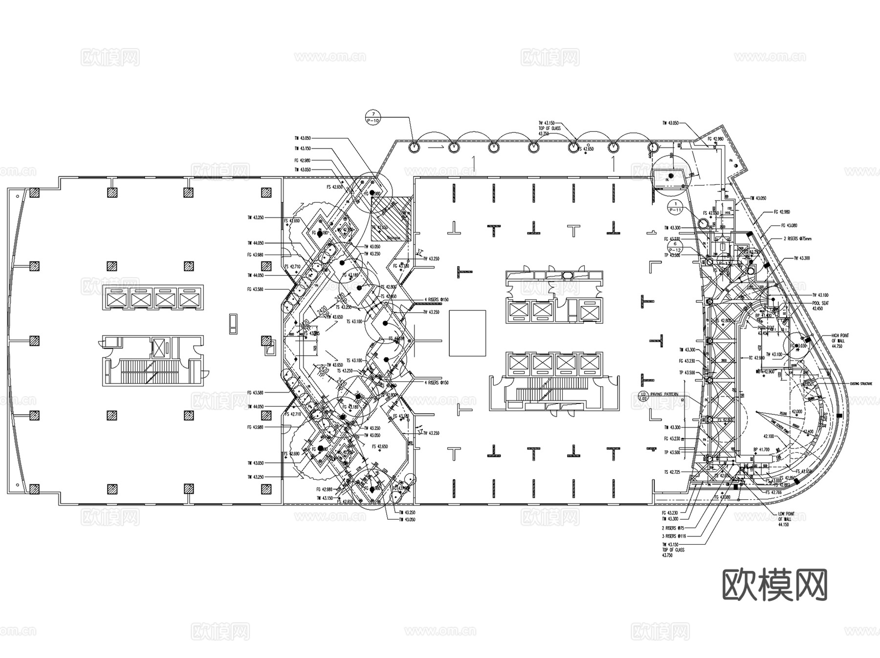 重庆希尔顿酒店屋顶花园景观CAD施工图全套cad施工图