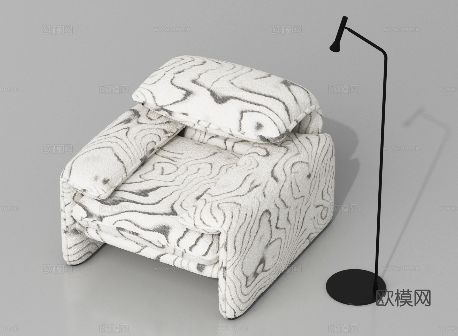 中古休闲沙发  单人沙发 布艺沙发3d模型下载