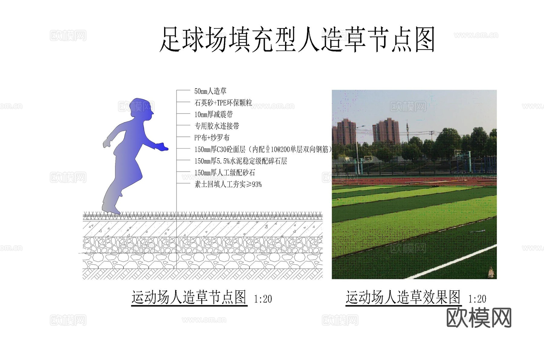 人造草坪 人造草皮 球场草坪 草皮 草坪cad施工图