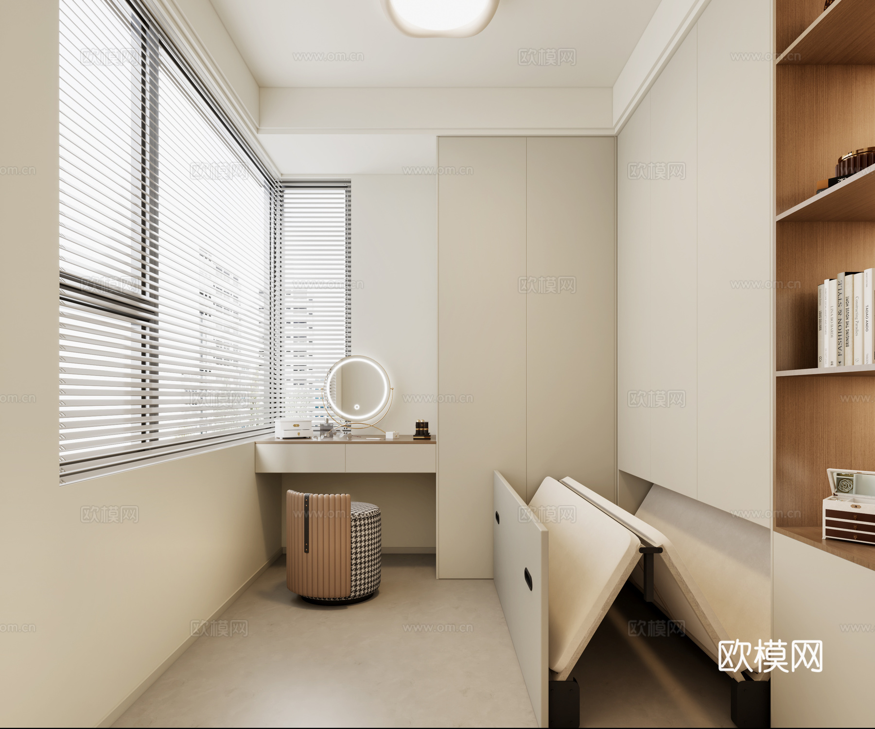 现代衣帽间 现代奶油风衣帽间 现代化妆台 隐形床3d模型下载