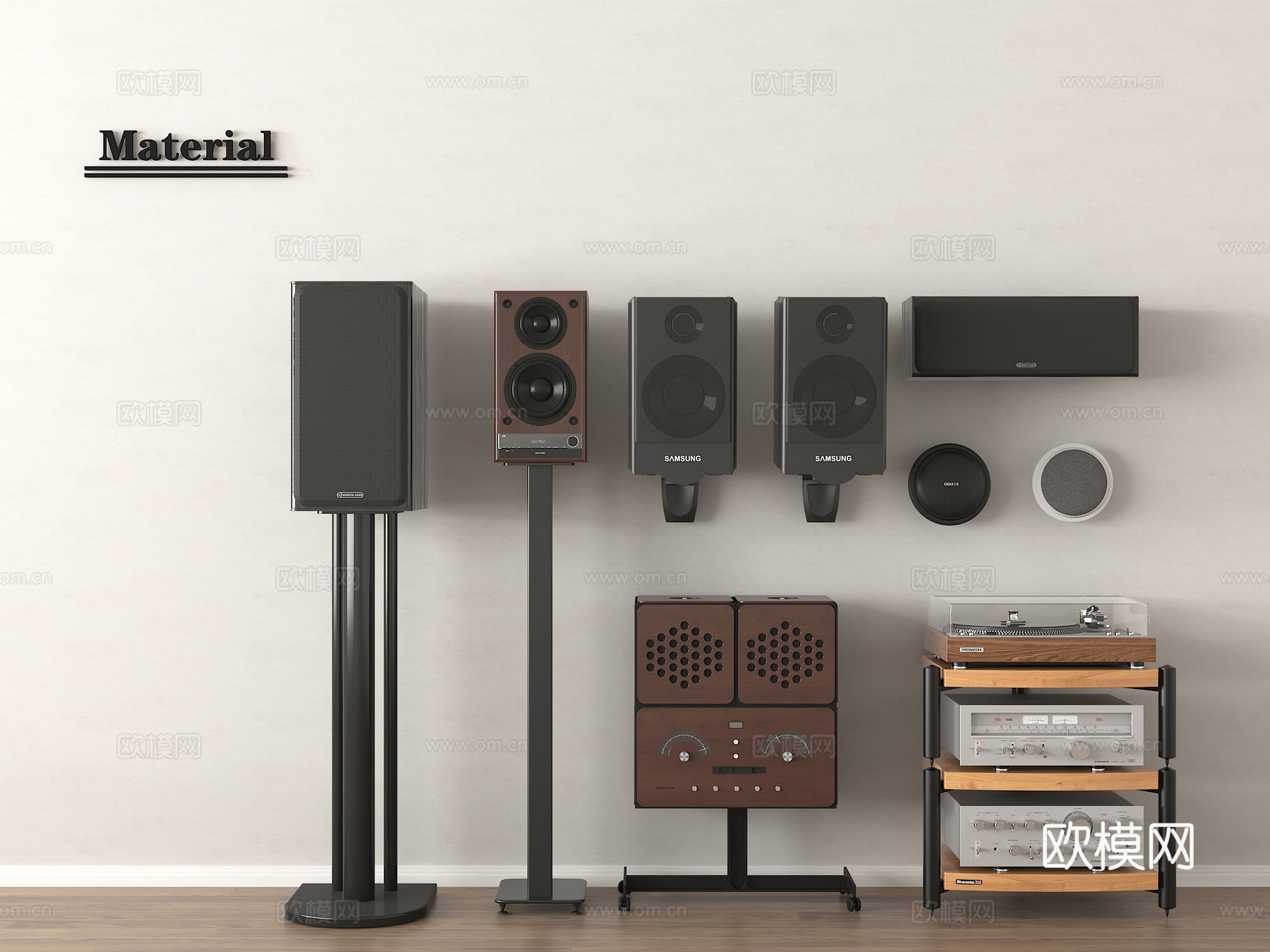 中古风音响 落地音响低音炮 影音设备3d模型下载