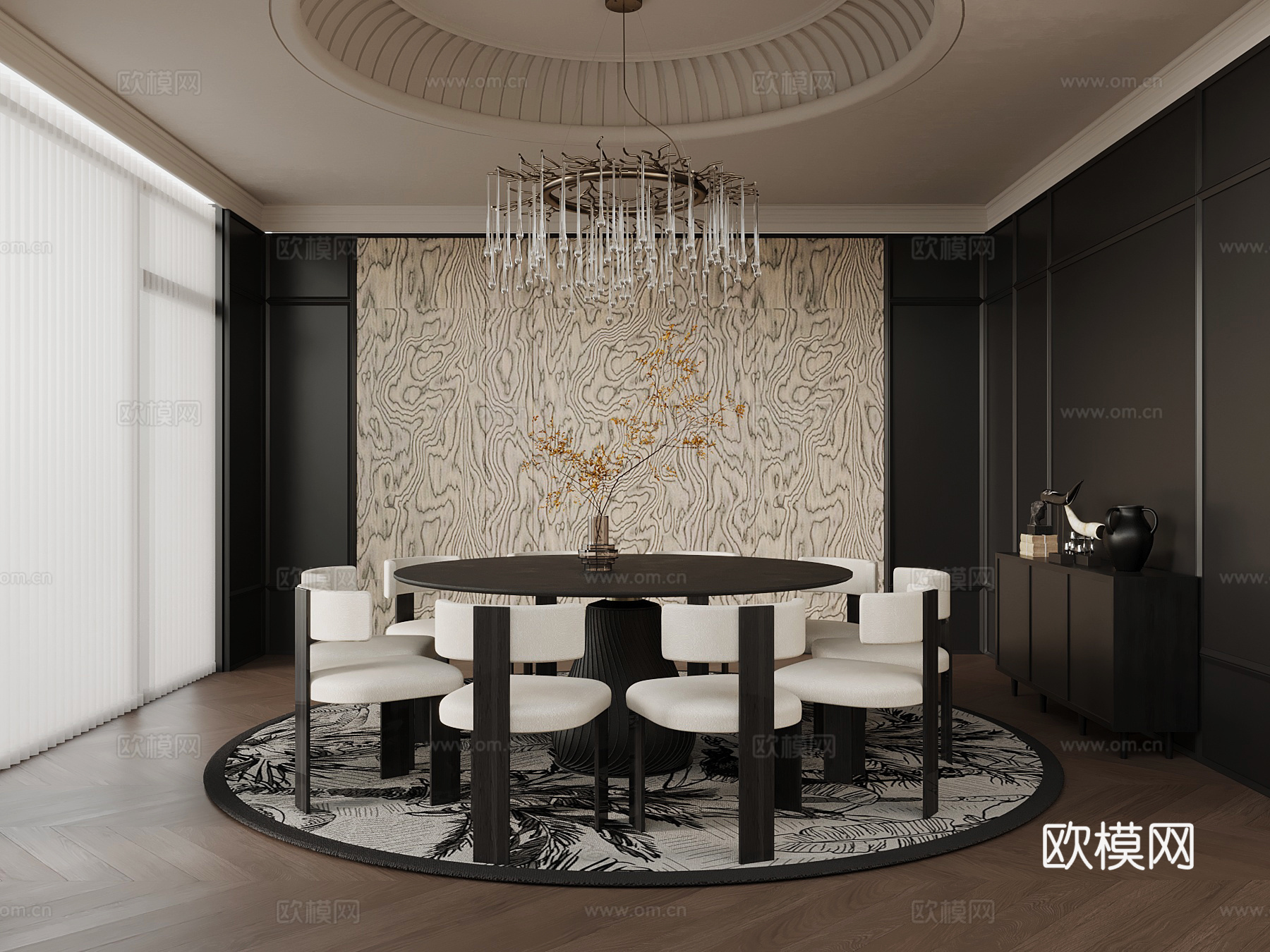 法式包厢 餐桌椅3d模型下载