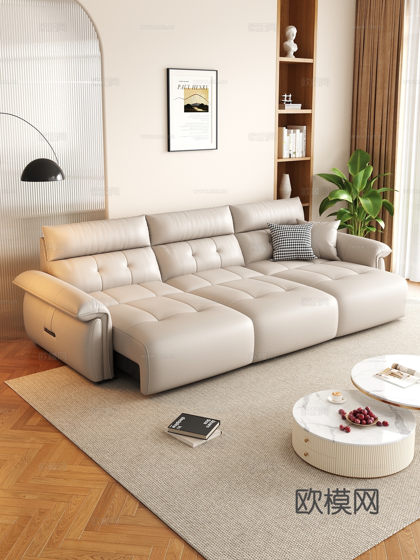 现代沙发床 茶几组合3d模型下载