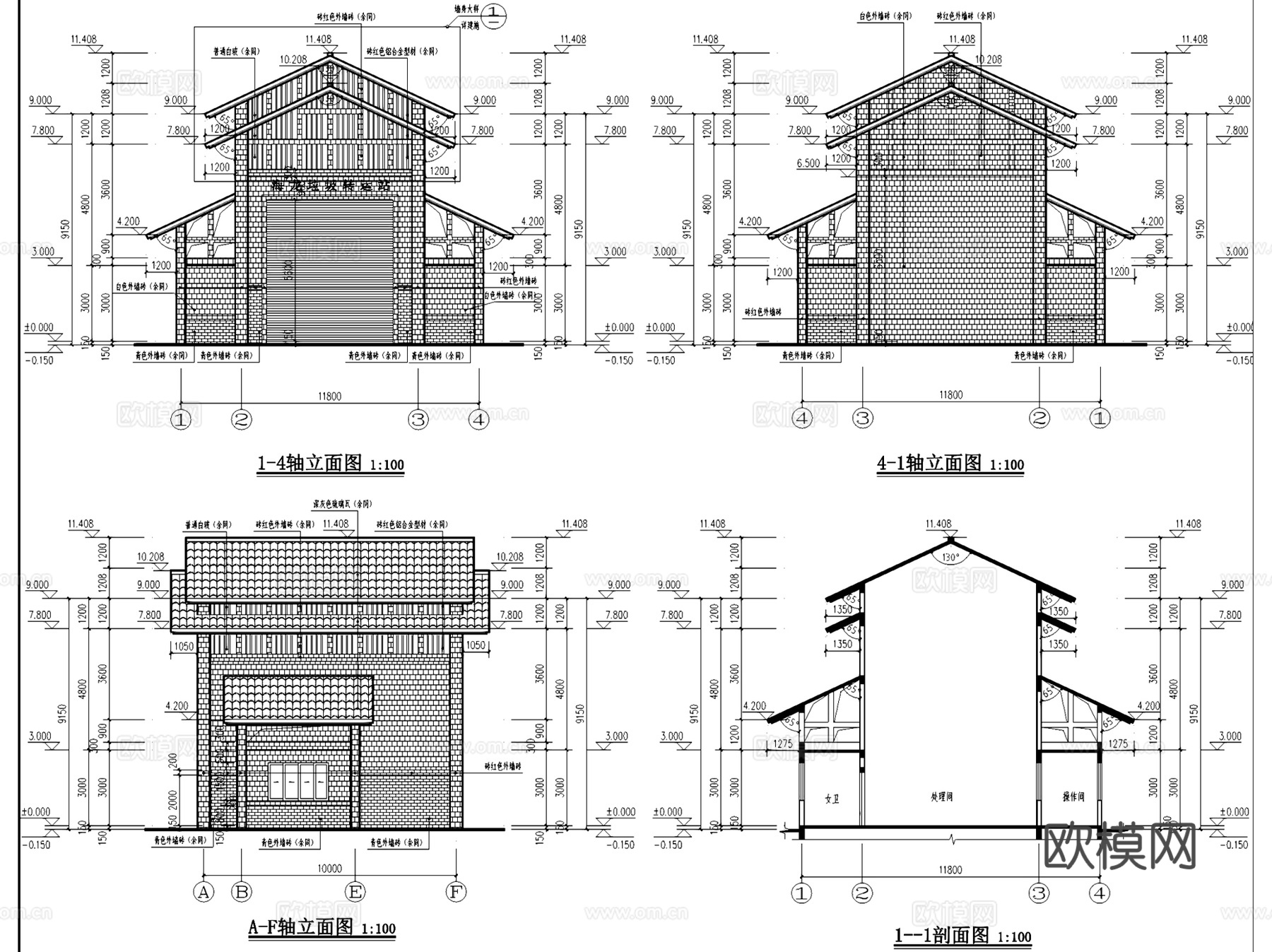 遵义海龙垃圾中转站转运站车间建筑CAD施工图全套cad施工图