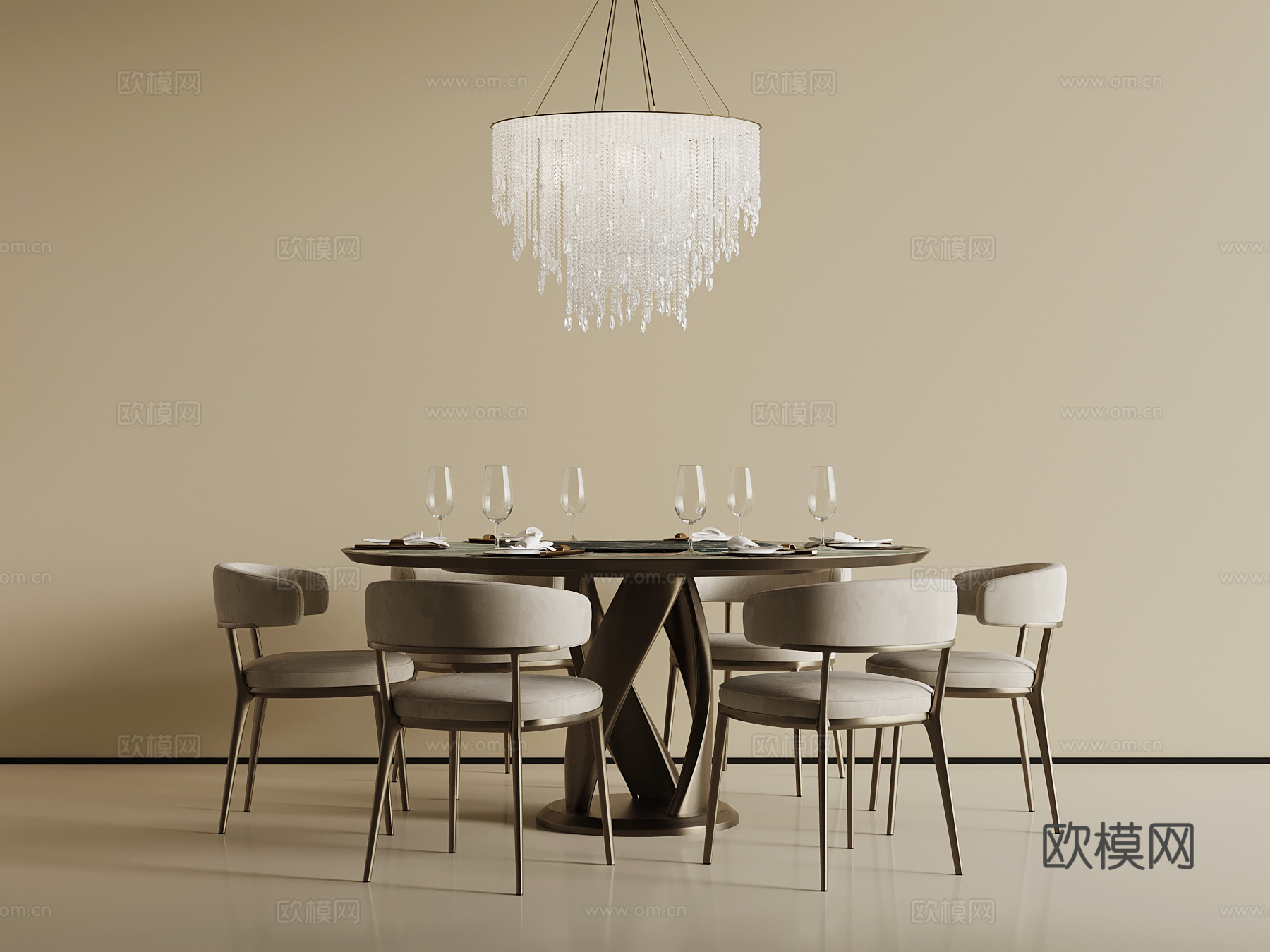 现代餐桌椅su模型