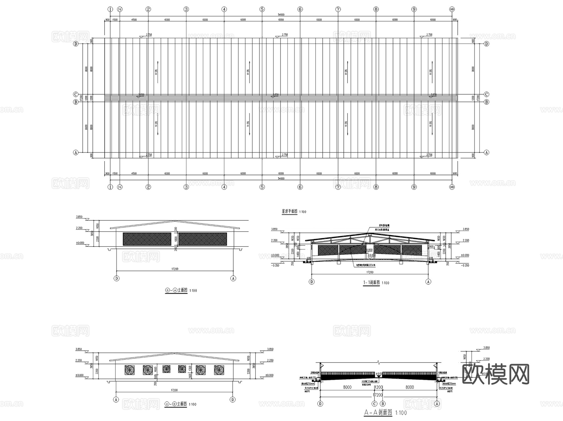 紫云县大营镇生猪养殖场建筑规划CAD施工图全套cad施工图