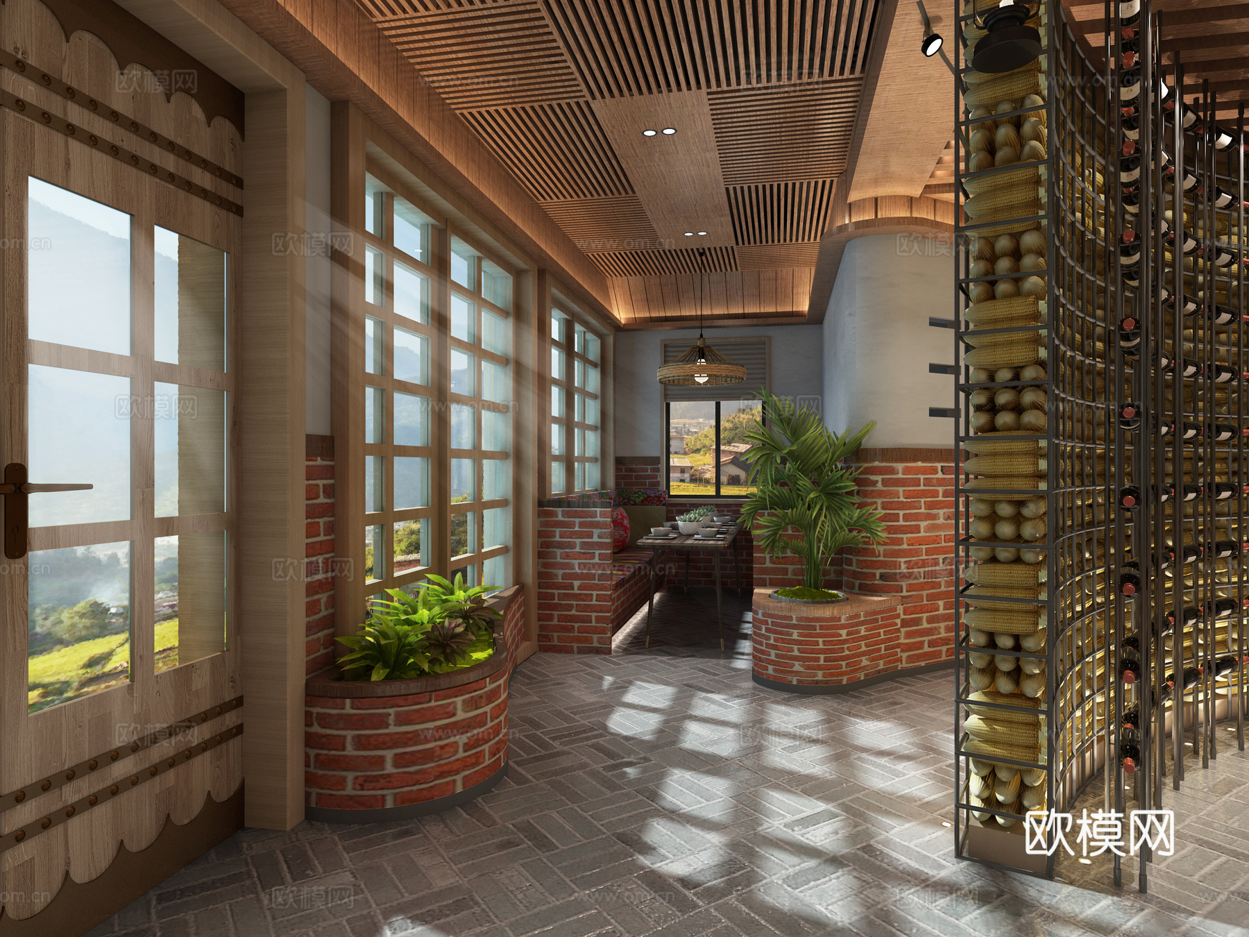 东北民宿烧烤店3d模型下载（渲染图3）