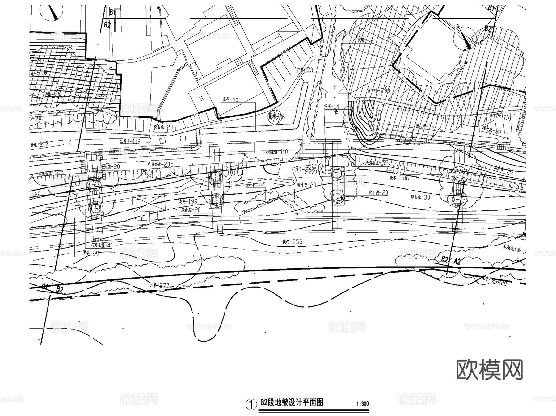 张家界白马泉高架桥滨河景观CAD施工图全套cad施工图