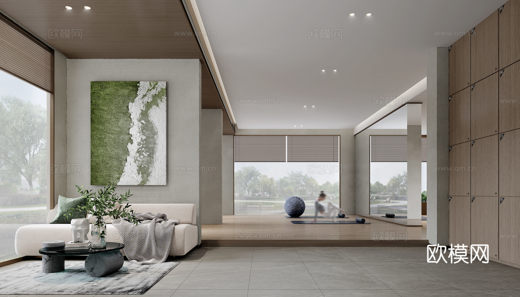 现代瑜伽休闲区3d模型下载